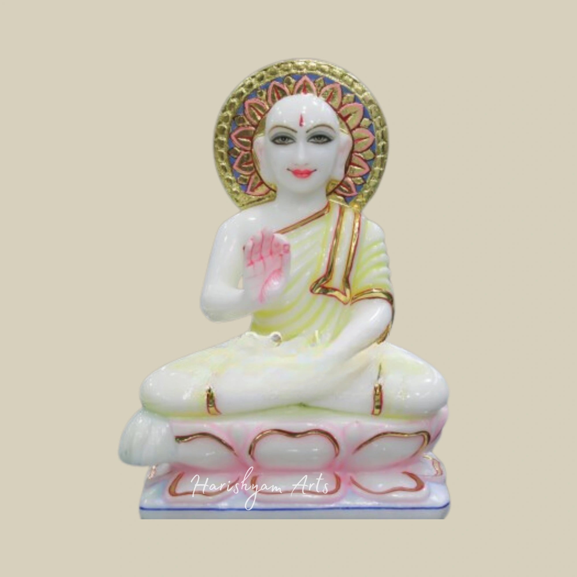 12" Gautam Swami Marble Murti for Pooja Room