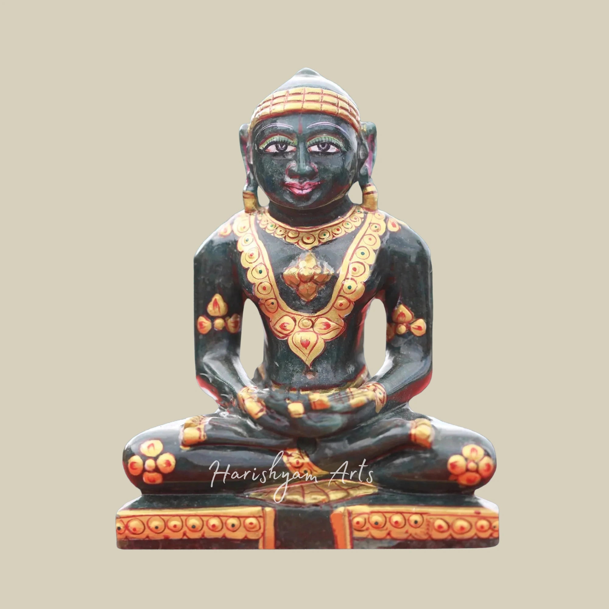 12" Handcrafted Black Marble Mahaveer Statue for Jain Devotees1