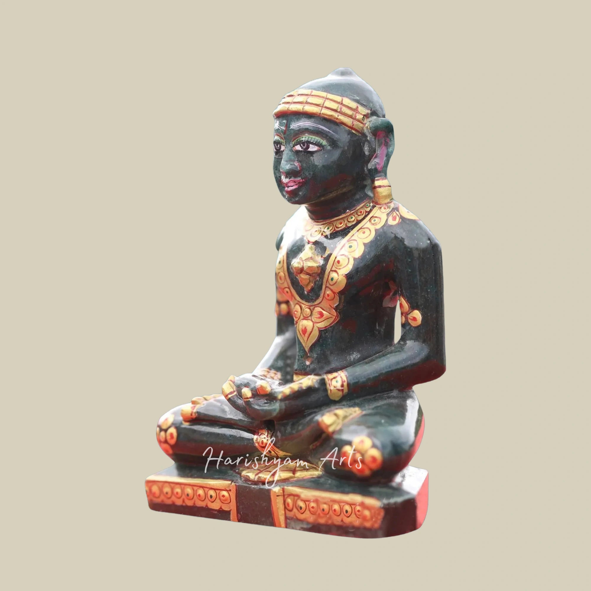 12" Handcrafted Black Marble Mahaveer Statue for Jain Devotees3