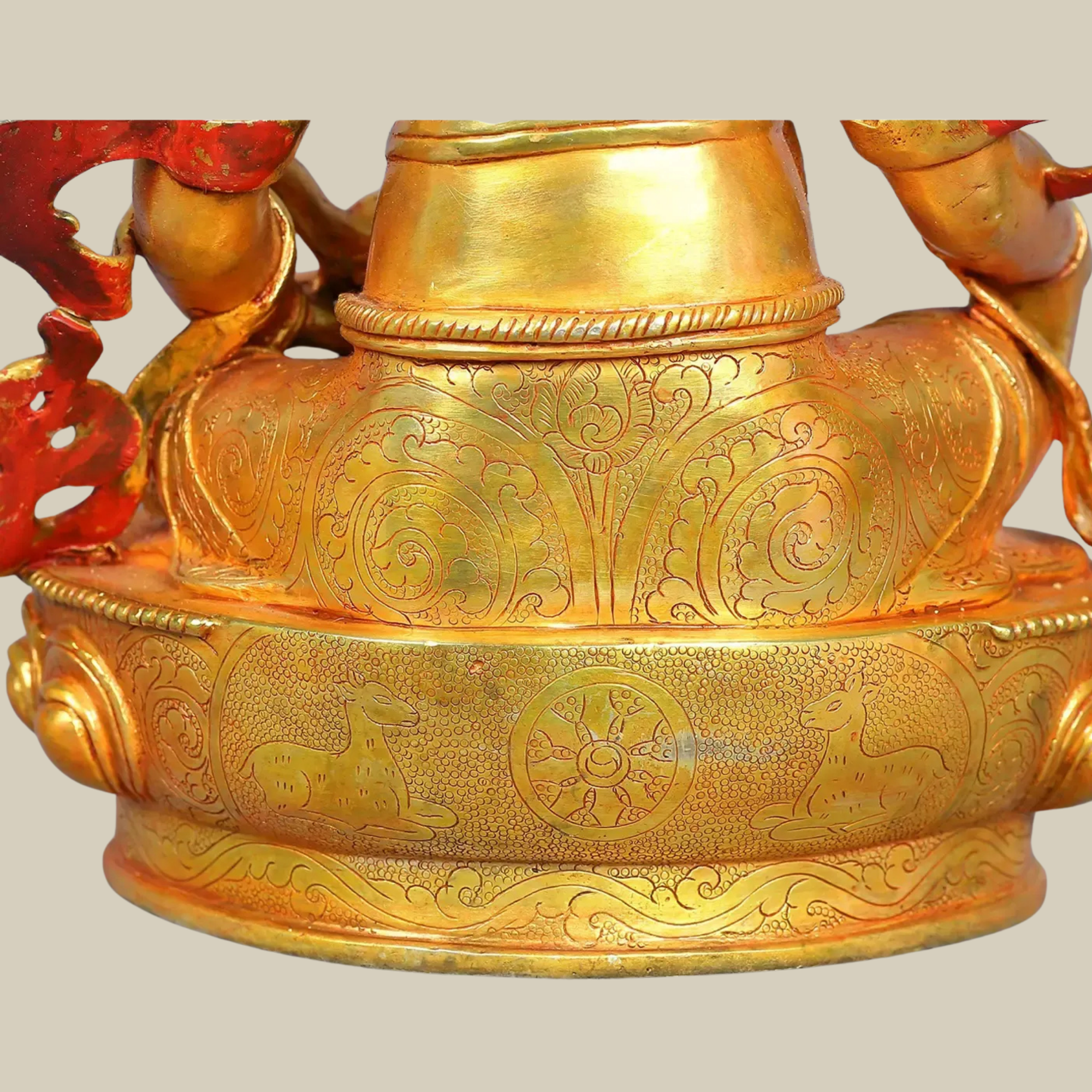 17" Gilded Kubera Prosperity Statue in Traditional Nepalese Craft