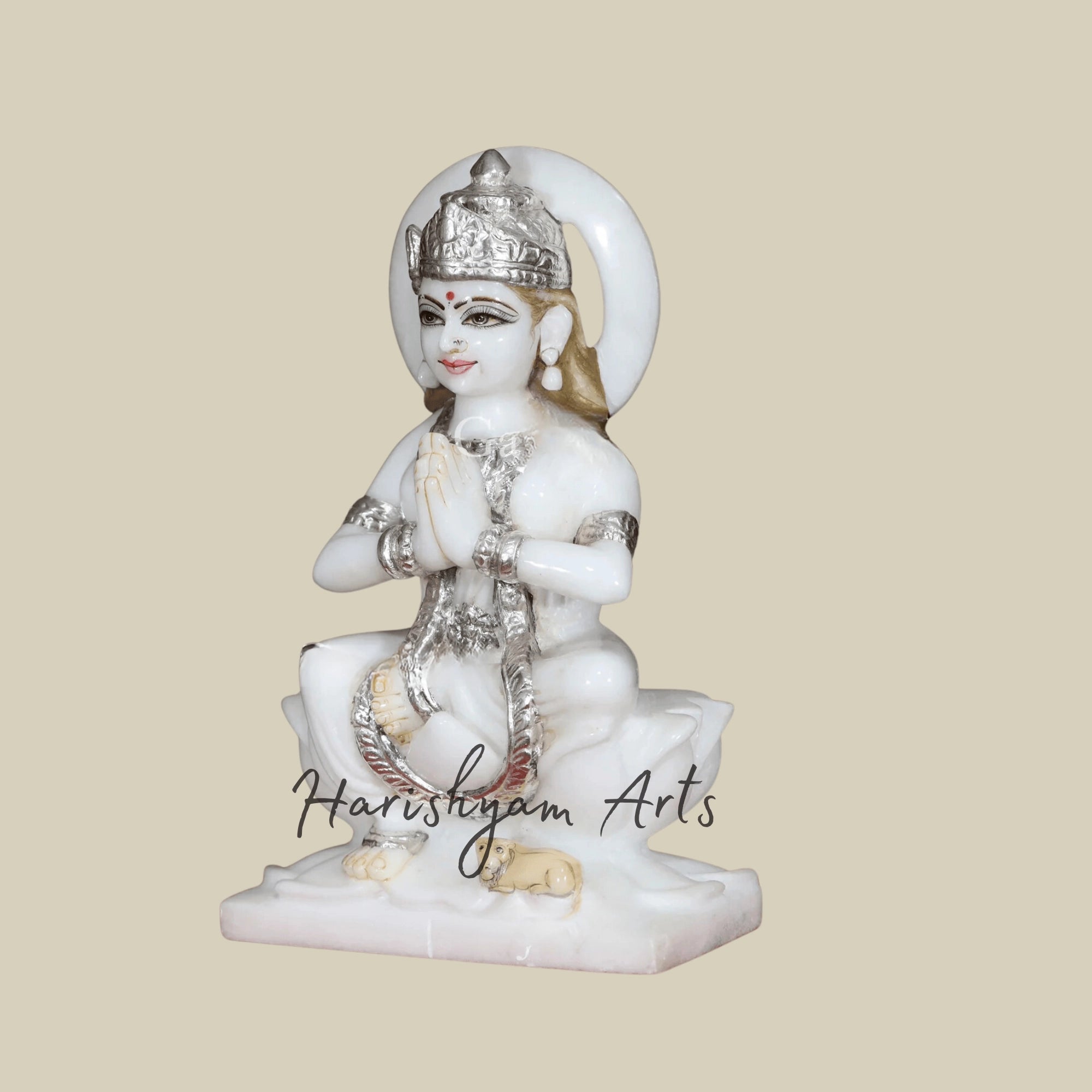 12" Marble Parvati Mata Murti with Silver Work4