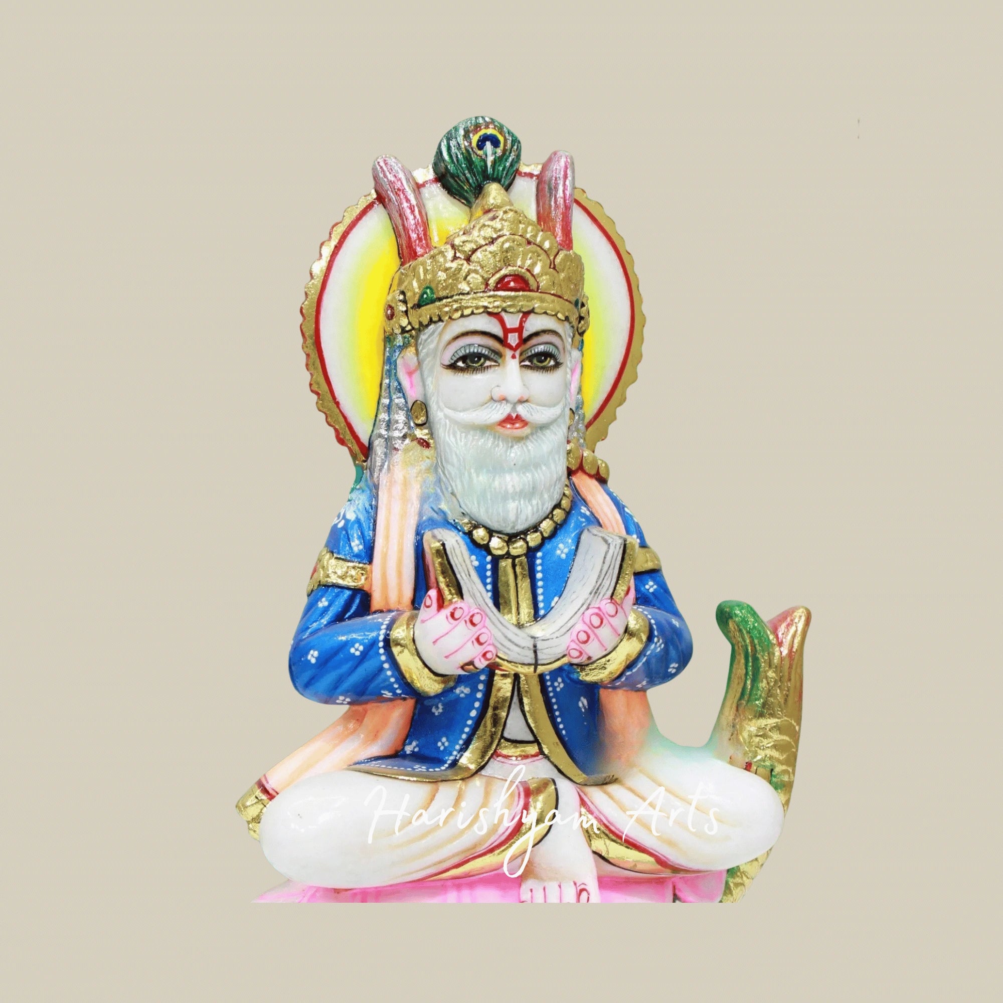 12" Jhule Lal Ji Marble Sculpture Perfect For Puja Rooms Shrines And Temples1