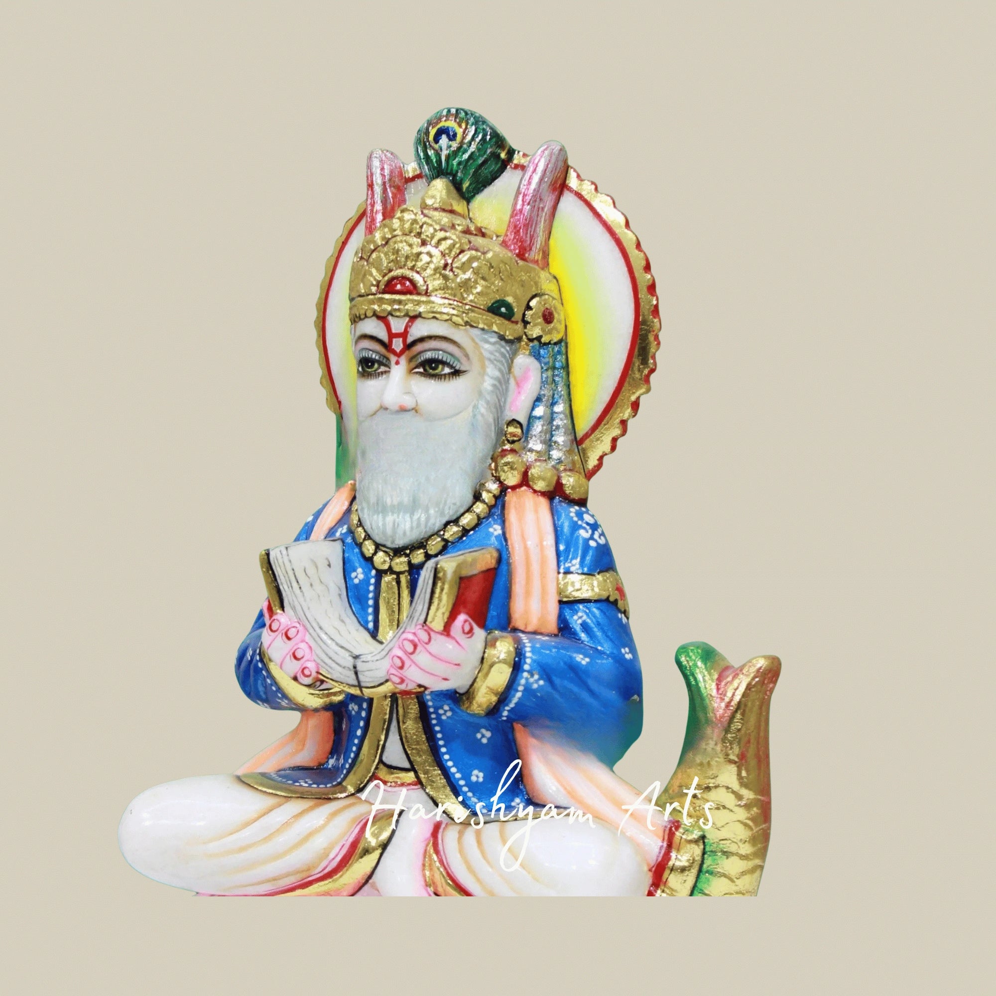 12" Jhule Lal Ji Marble Sculpture Perfect For Puja Rooms Shrines And Temples2