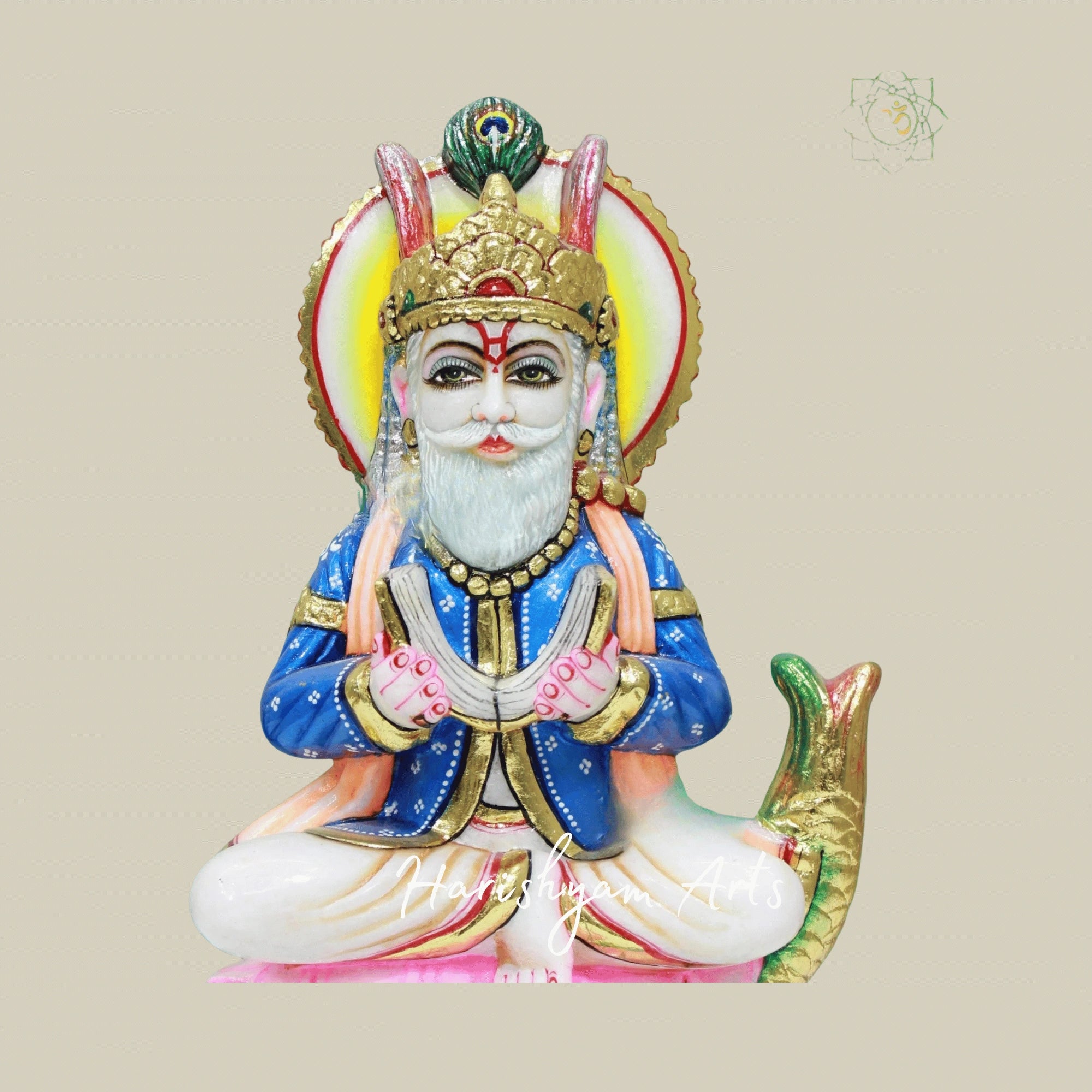 12" Jhule Lal Ji Marble Sculpture Perfect For Puja Rooms Shrines And Temples3