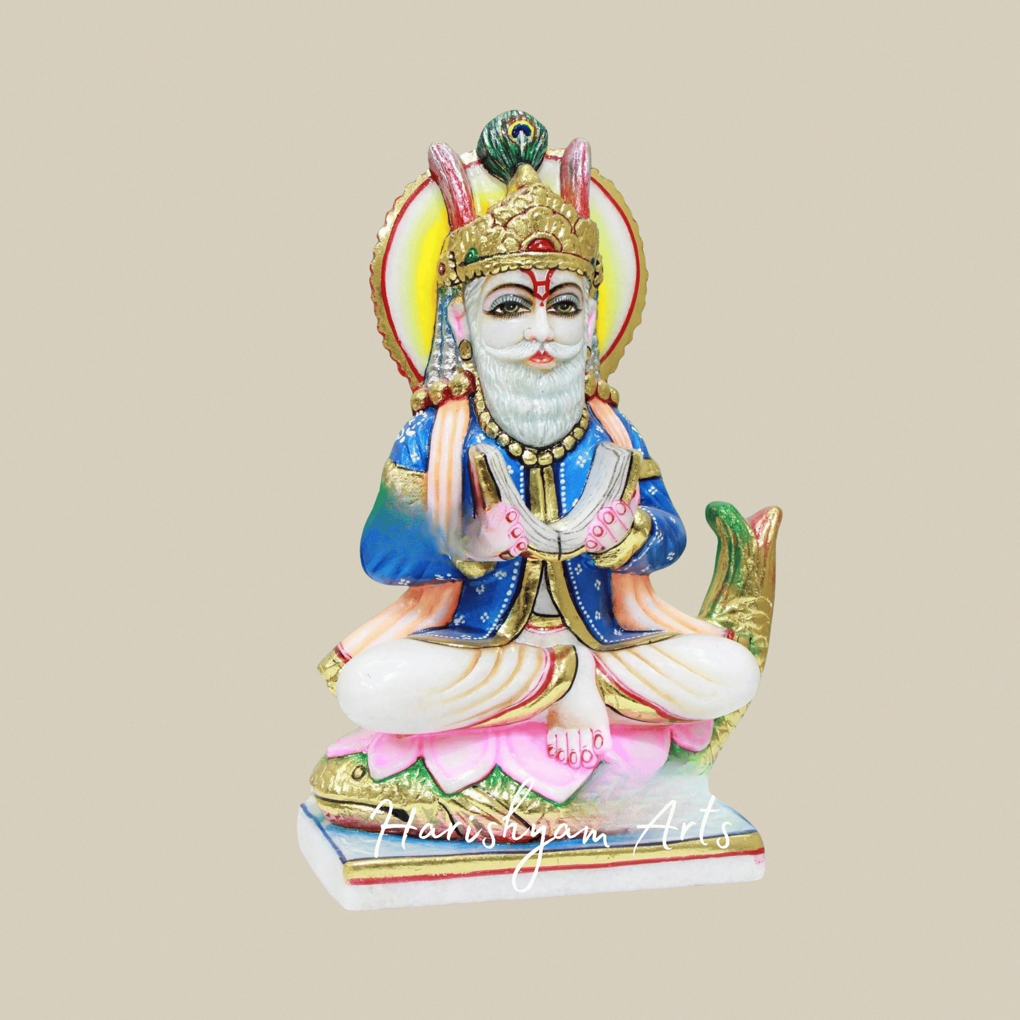 12" Jhule Lal Ji Marble Sculpture Perfect For Puja Rooms Shrines And Temples5