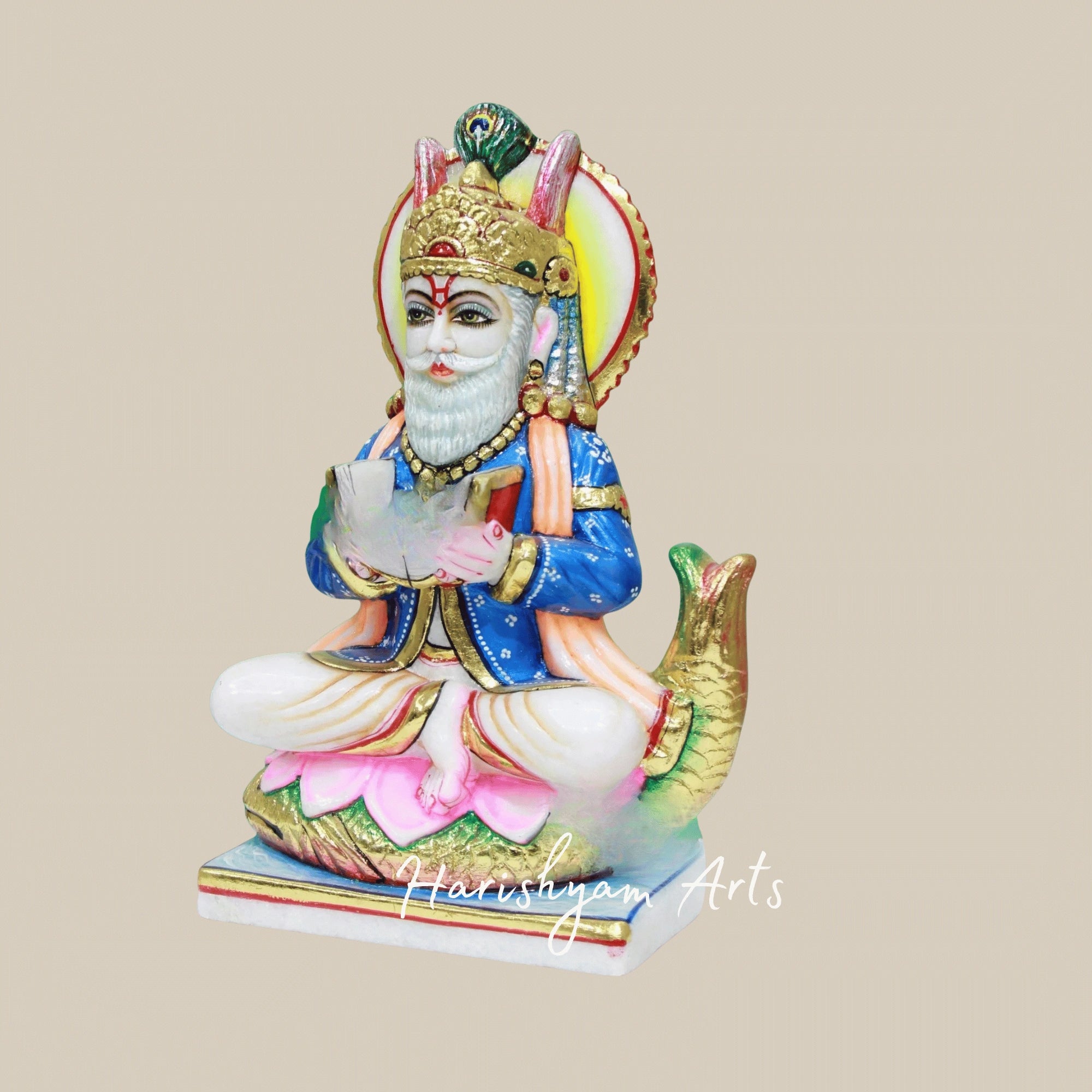 12" Jhule Lal Ji Marble Sculpture Perfect For Puja Rooms Shrines And Temples6