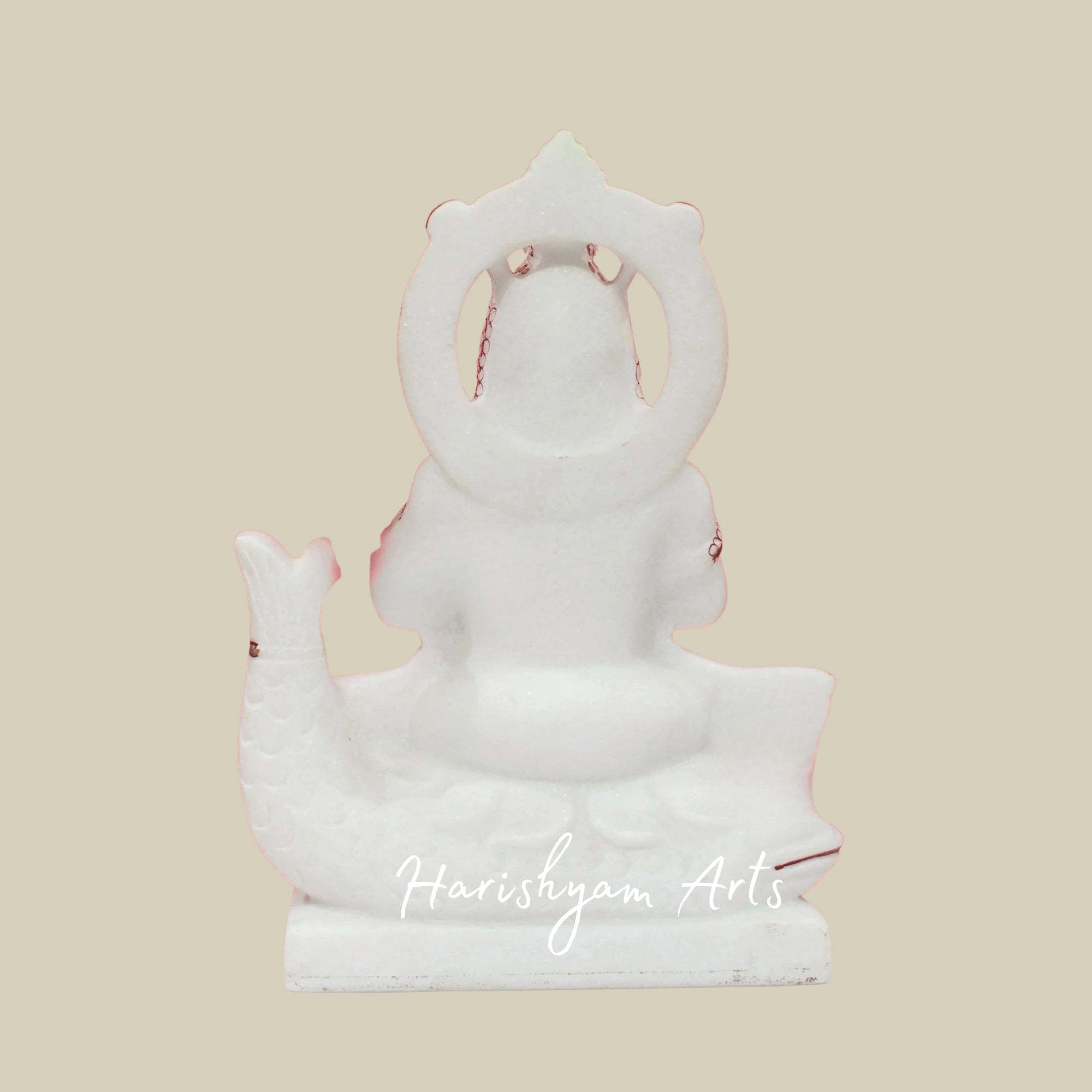12" Jhulelal Ji Marble Statue Handmade In Genuine Makrana Marble For Devotees