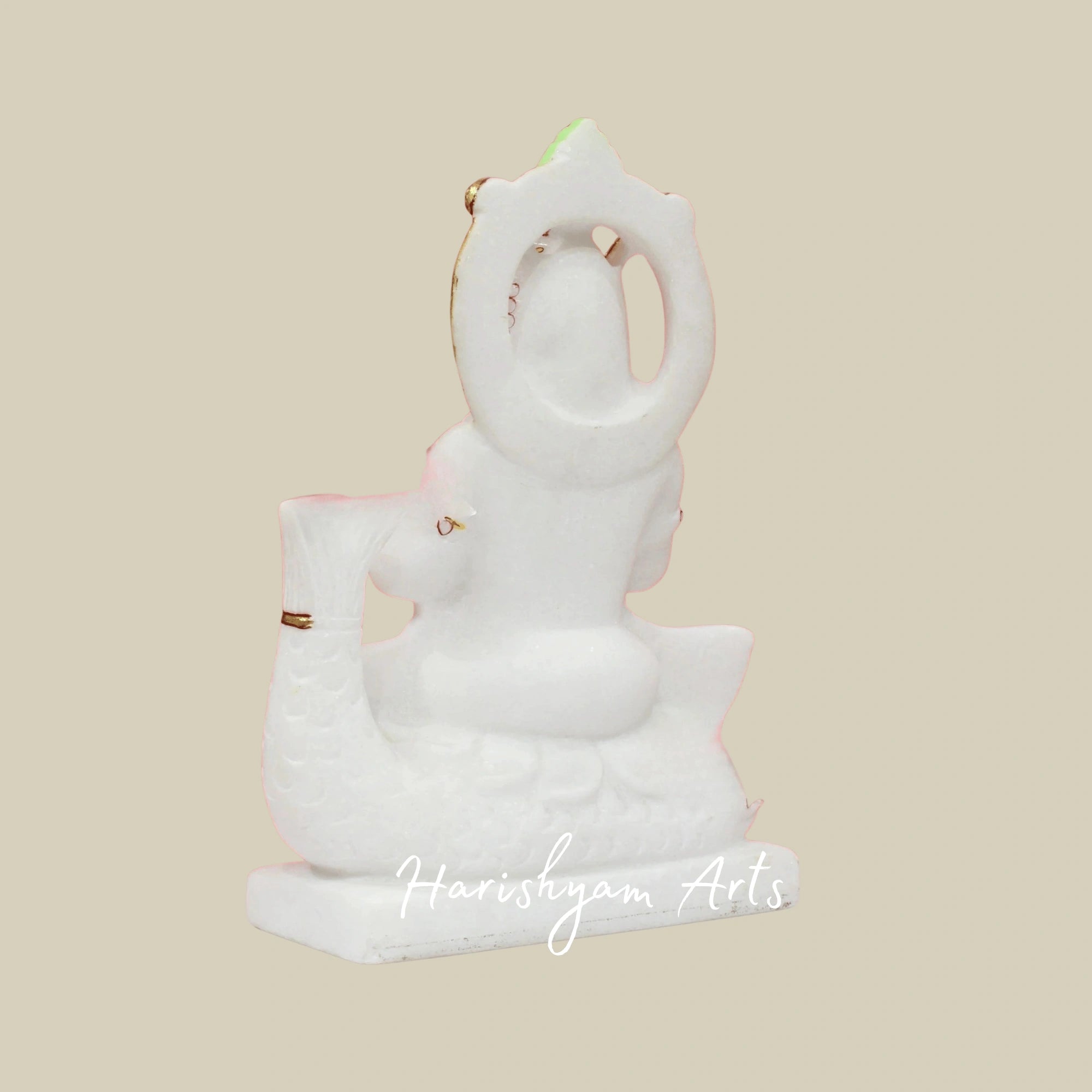 12" Jhulelal Ji Marble Statue Handmade In Genuine Makrana Marble For Devotees