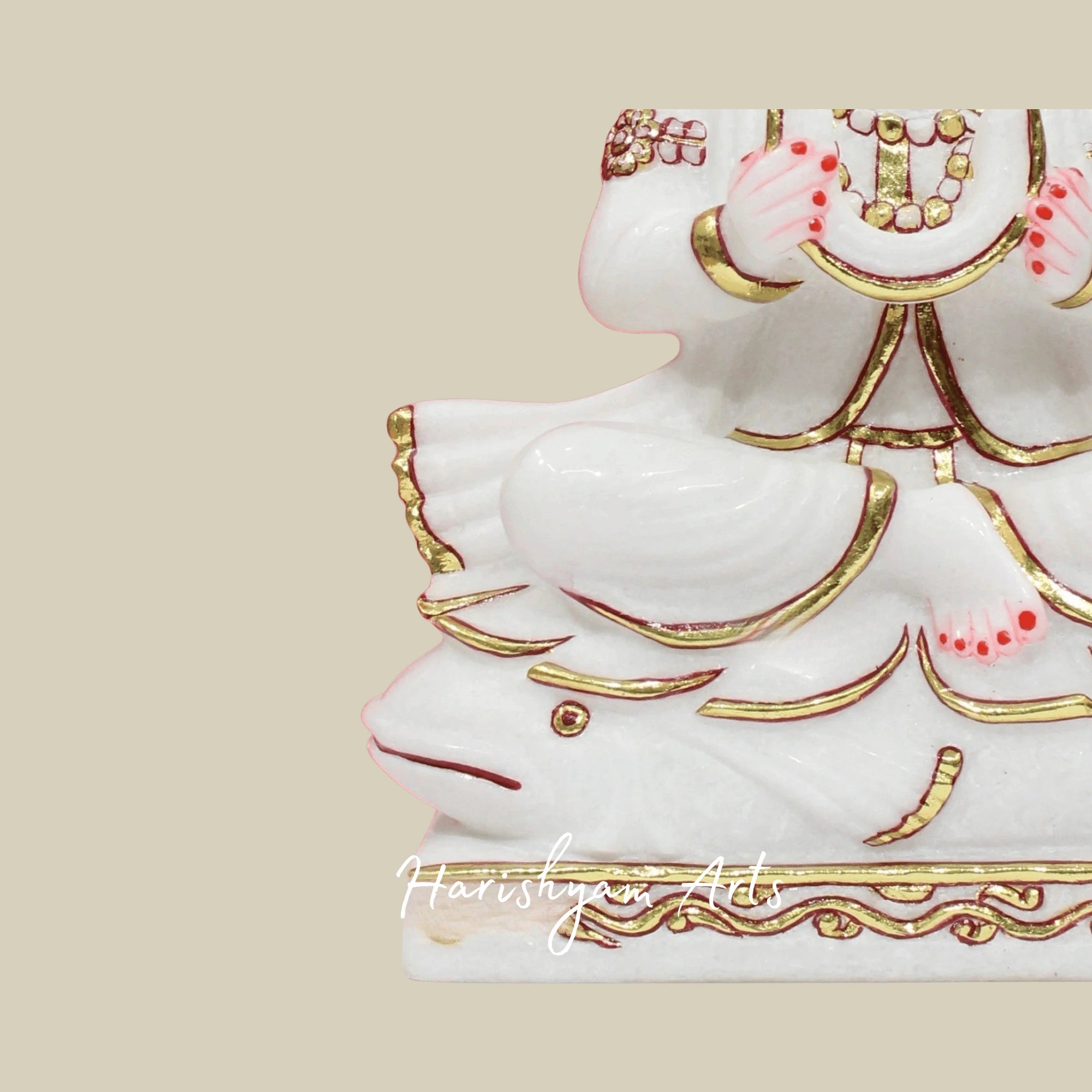 12" Jhulelal Ji Marble Statue Handmade In Genuine Makrana Marble For Devotees