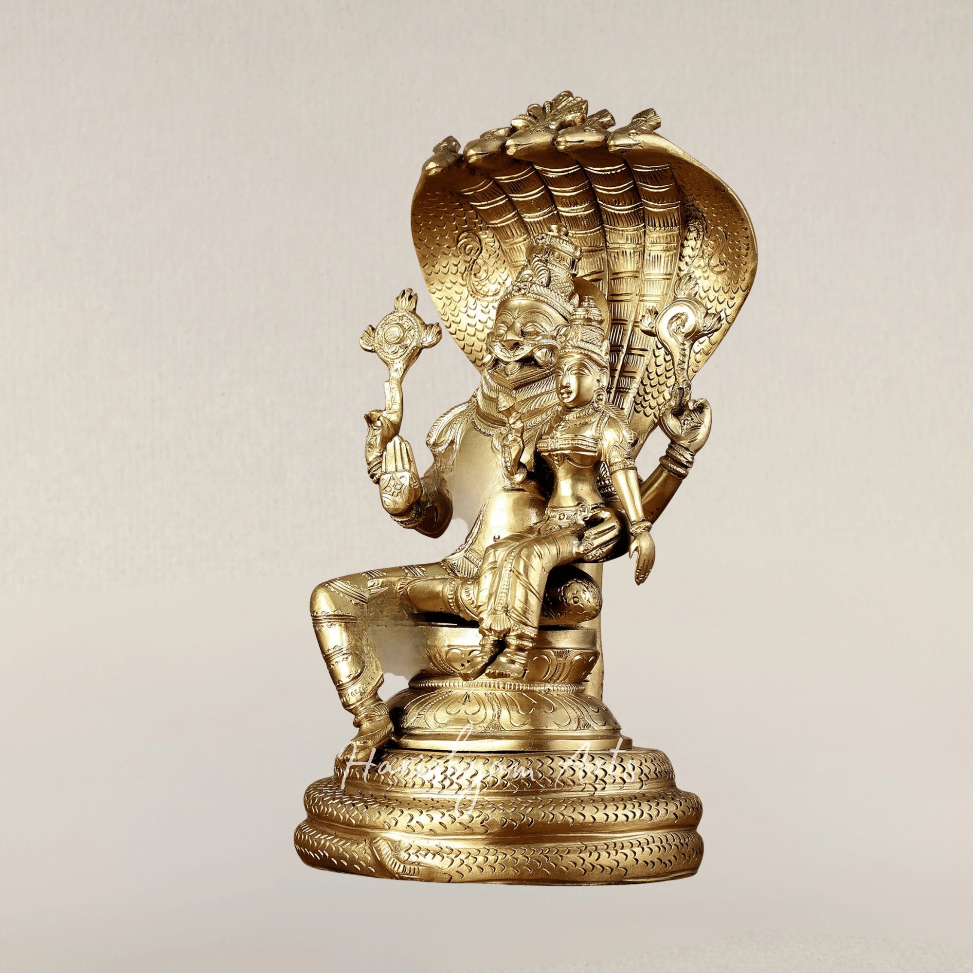 12" Lakshmi Narasimha Swamy Panchaloha Pure Bronze Protection Idol