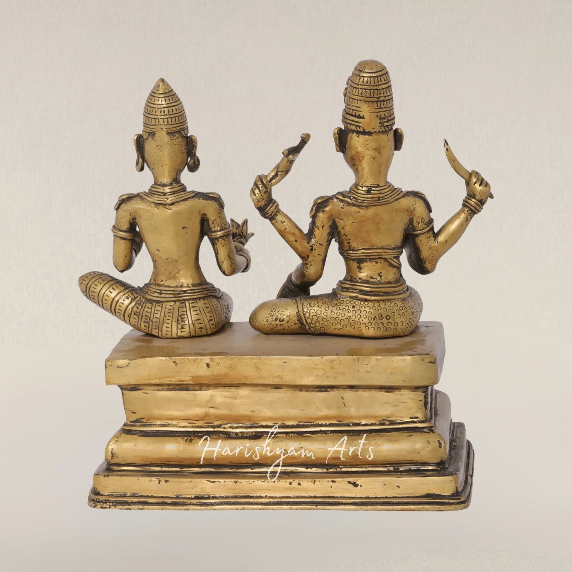 12" Pashupatinath Shiva with Parvati Sacred Dhokra Style Bronze Sculpture