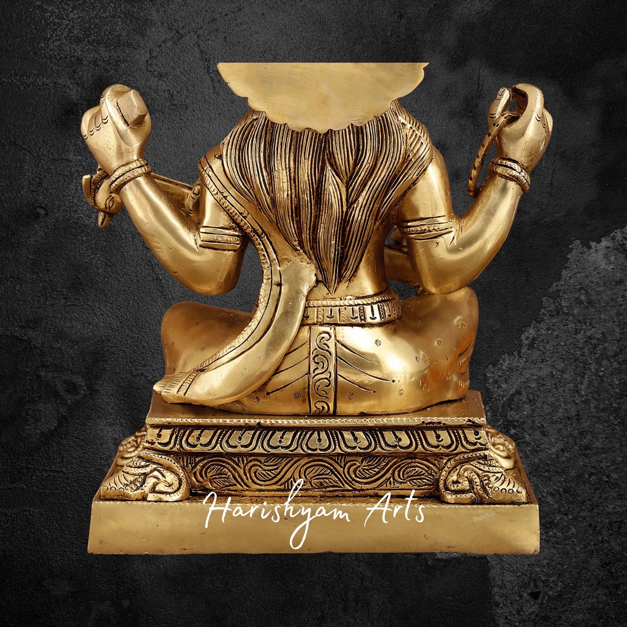 12" Pure Brass Maa Saraswati Idol for Temple and Study Room Blessings