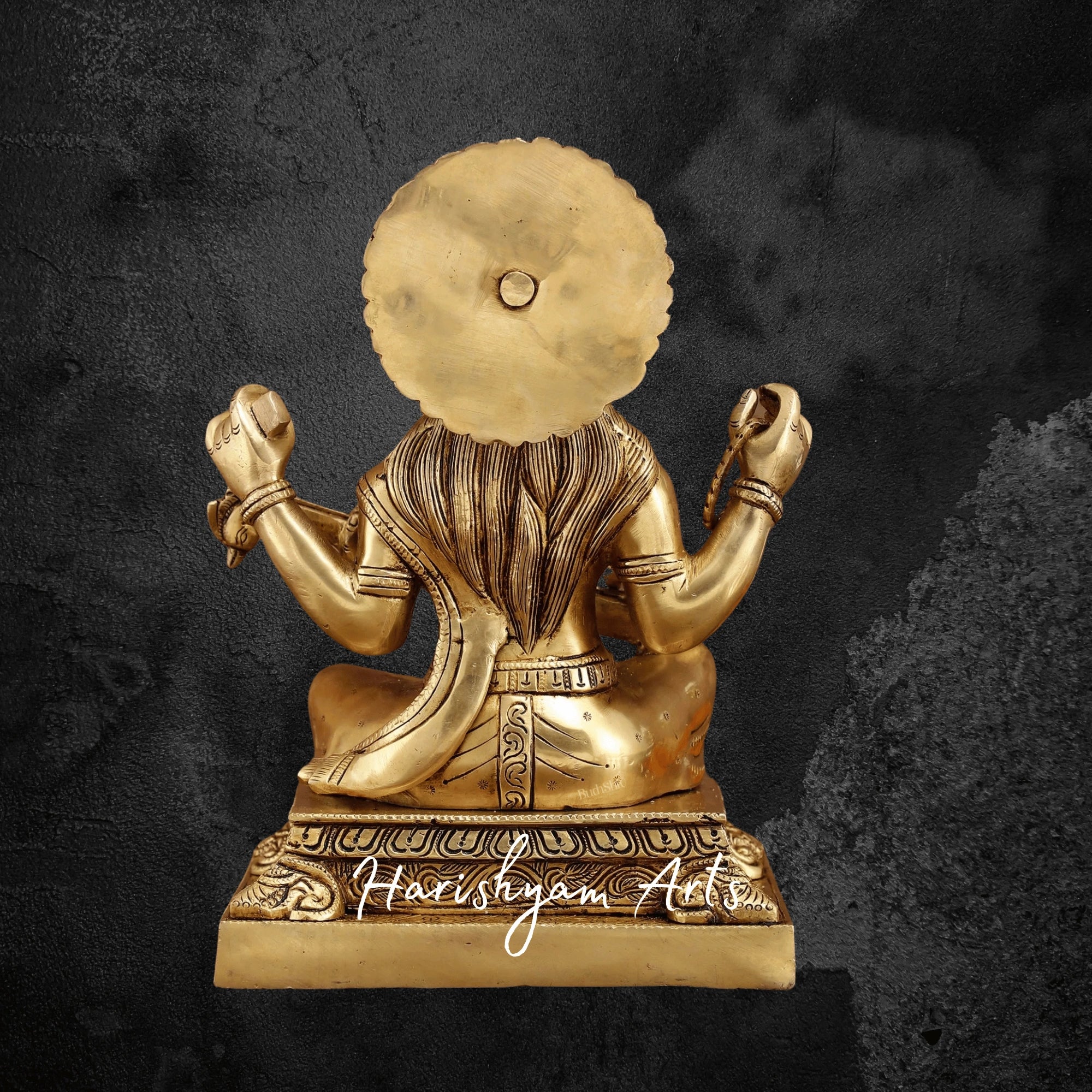 12" Pure Brass Maa Saraswati Idol for Temple and Study Room Blessings