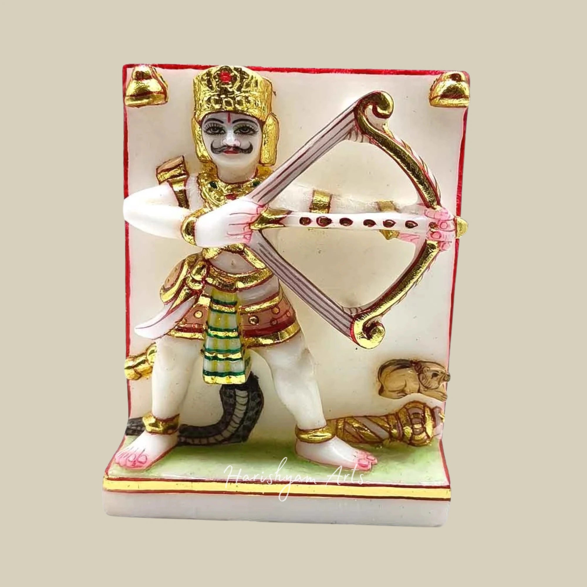 12" Pure White Marble Ghantakarna Mahaveer Idol for Mandir