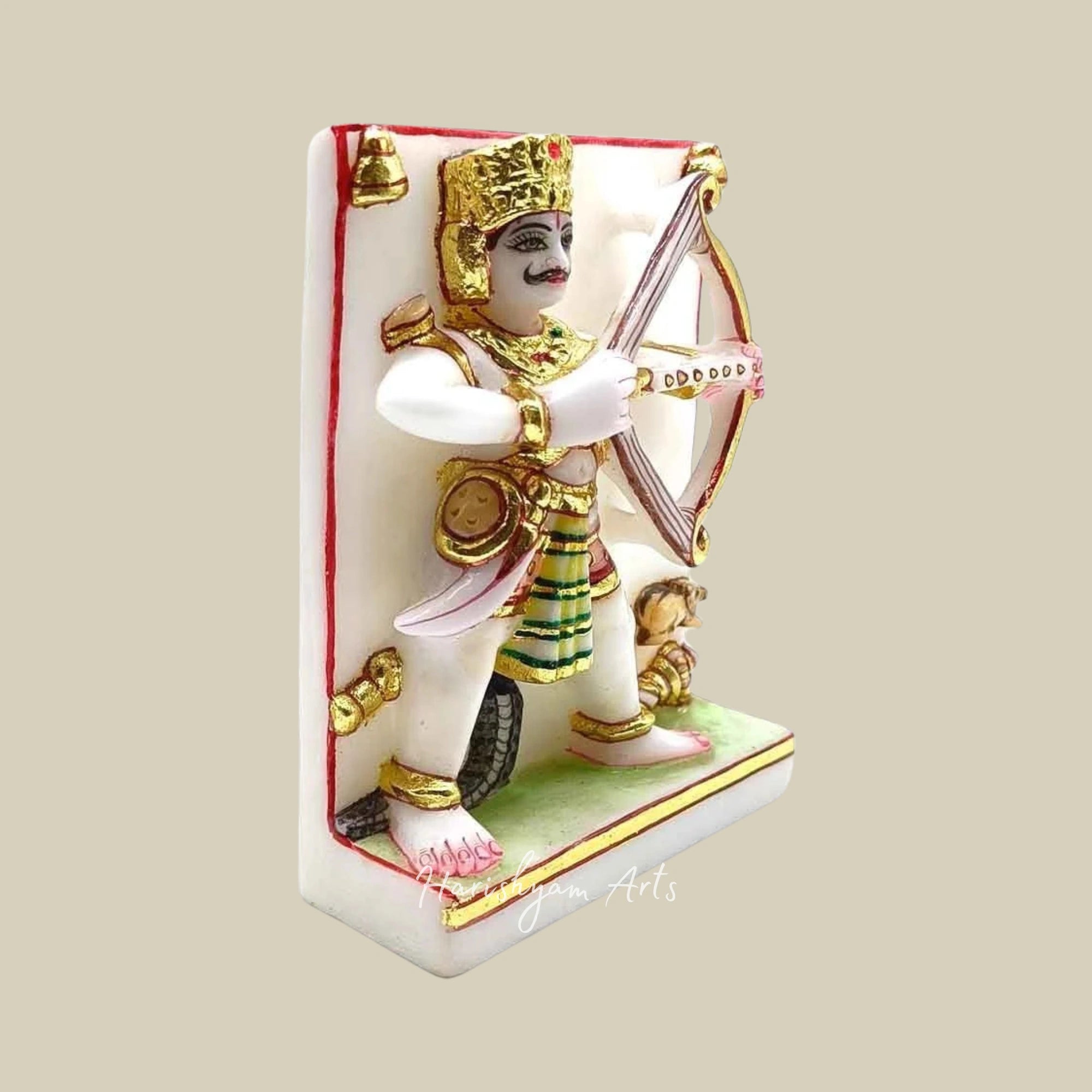 12" Pure White Marble Ghantakarna Mahaveer Idol for Mandir3