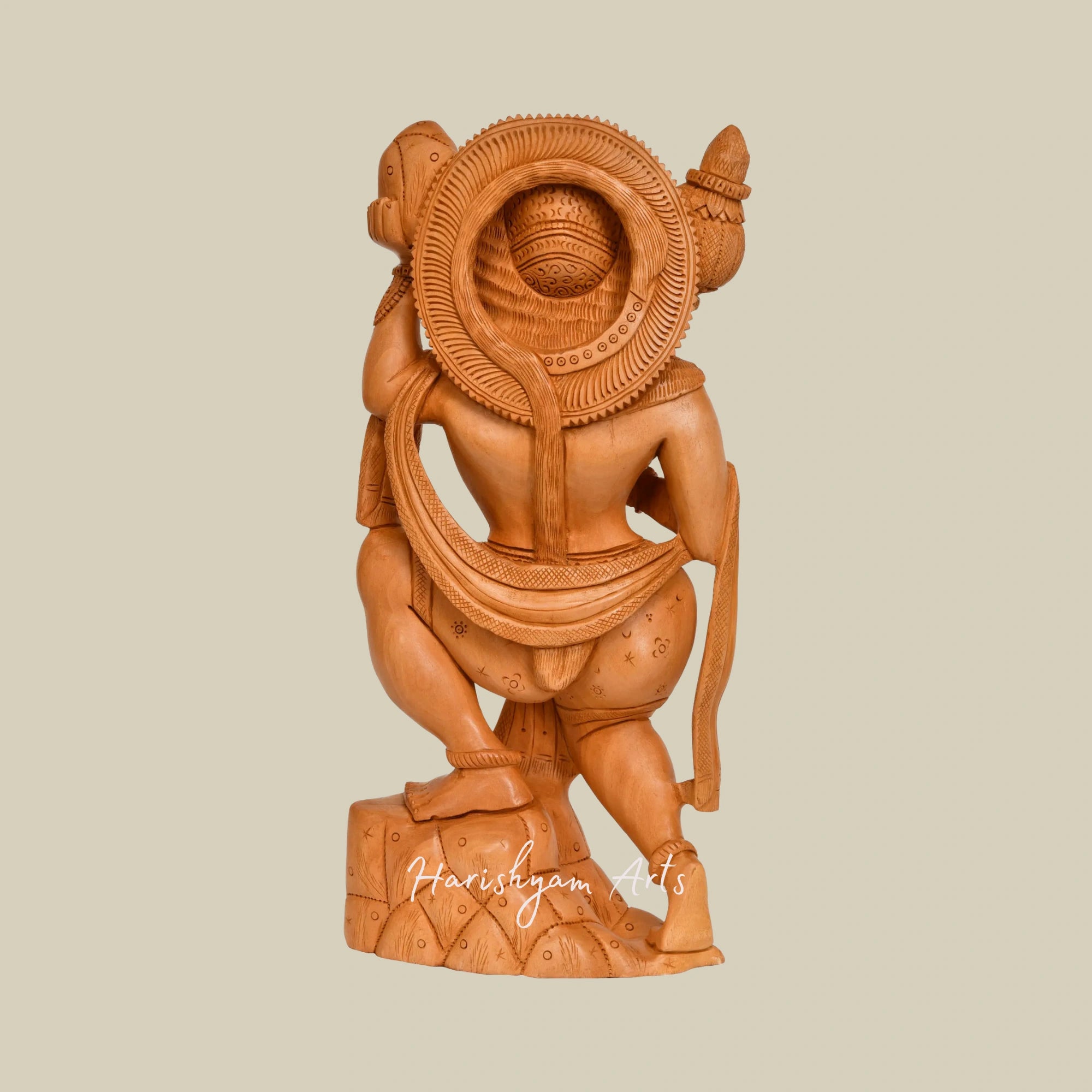 12" Sacred Wooden Hanuman Statue for Pooja Room