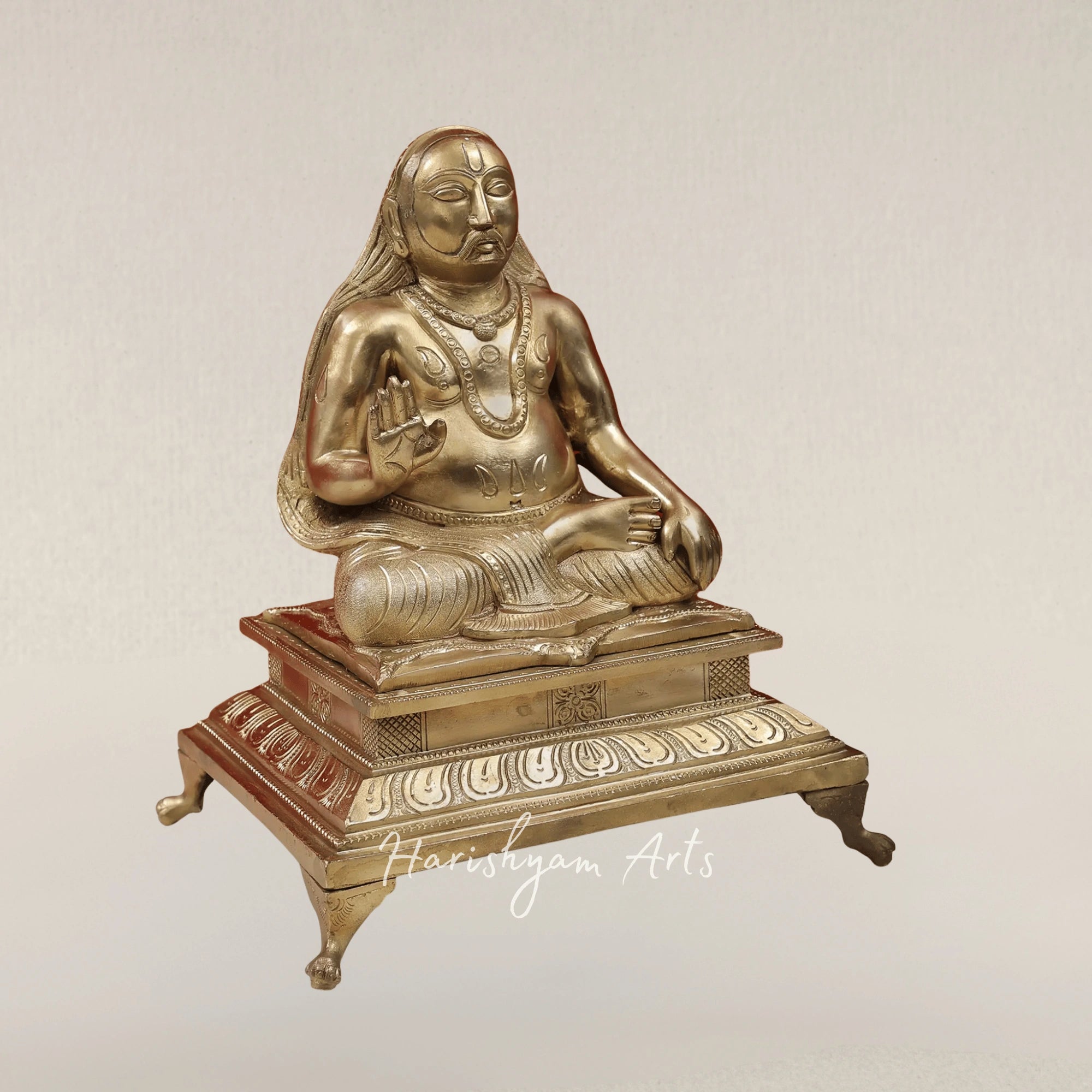 12" Sri Raghavendra Swamy Handcrafted Pure Bronze Spiritual Sculpture