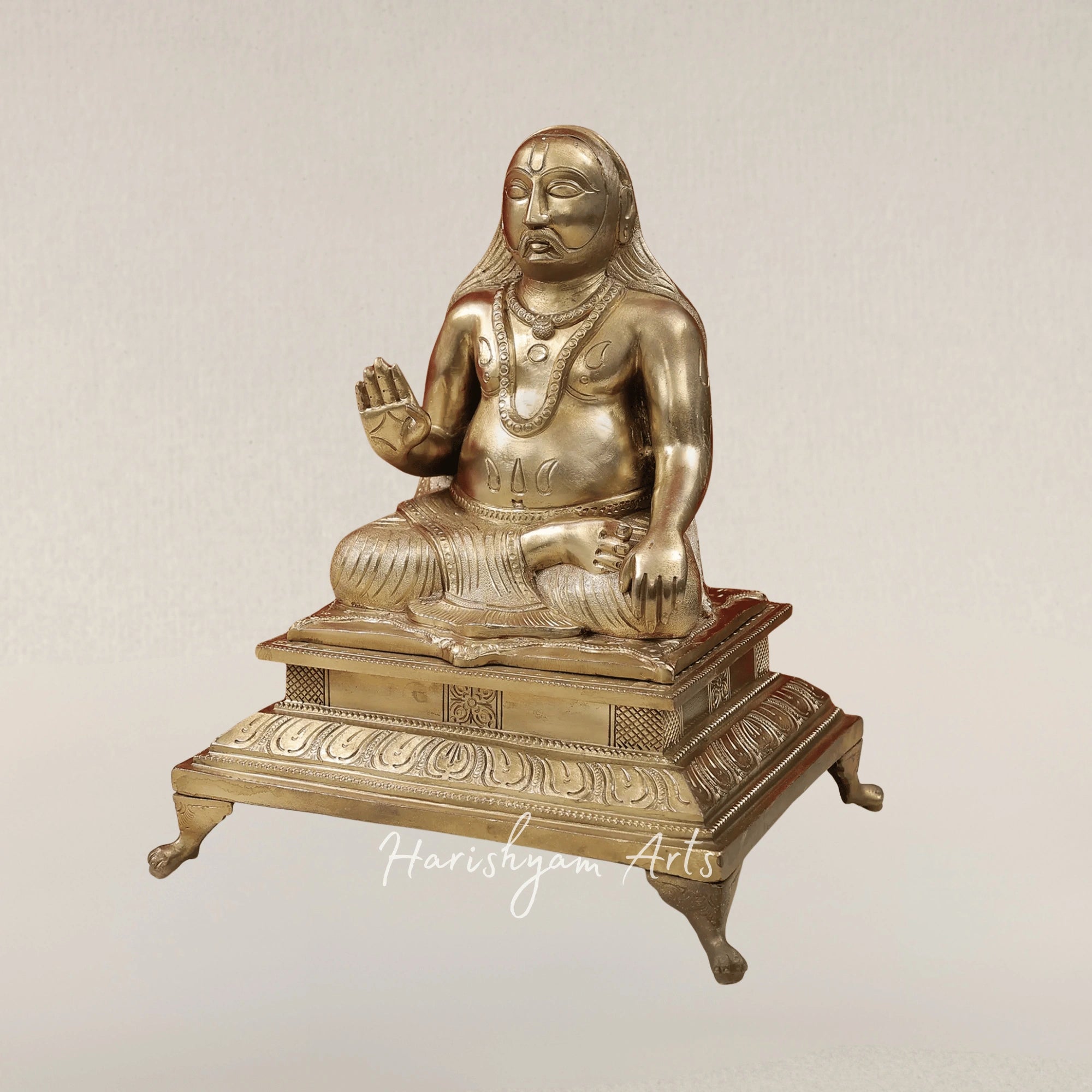 12" Sri Raghavendra Swamy Handcrafted Pure Bronze Spiritual Sculpture