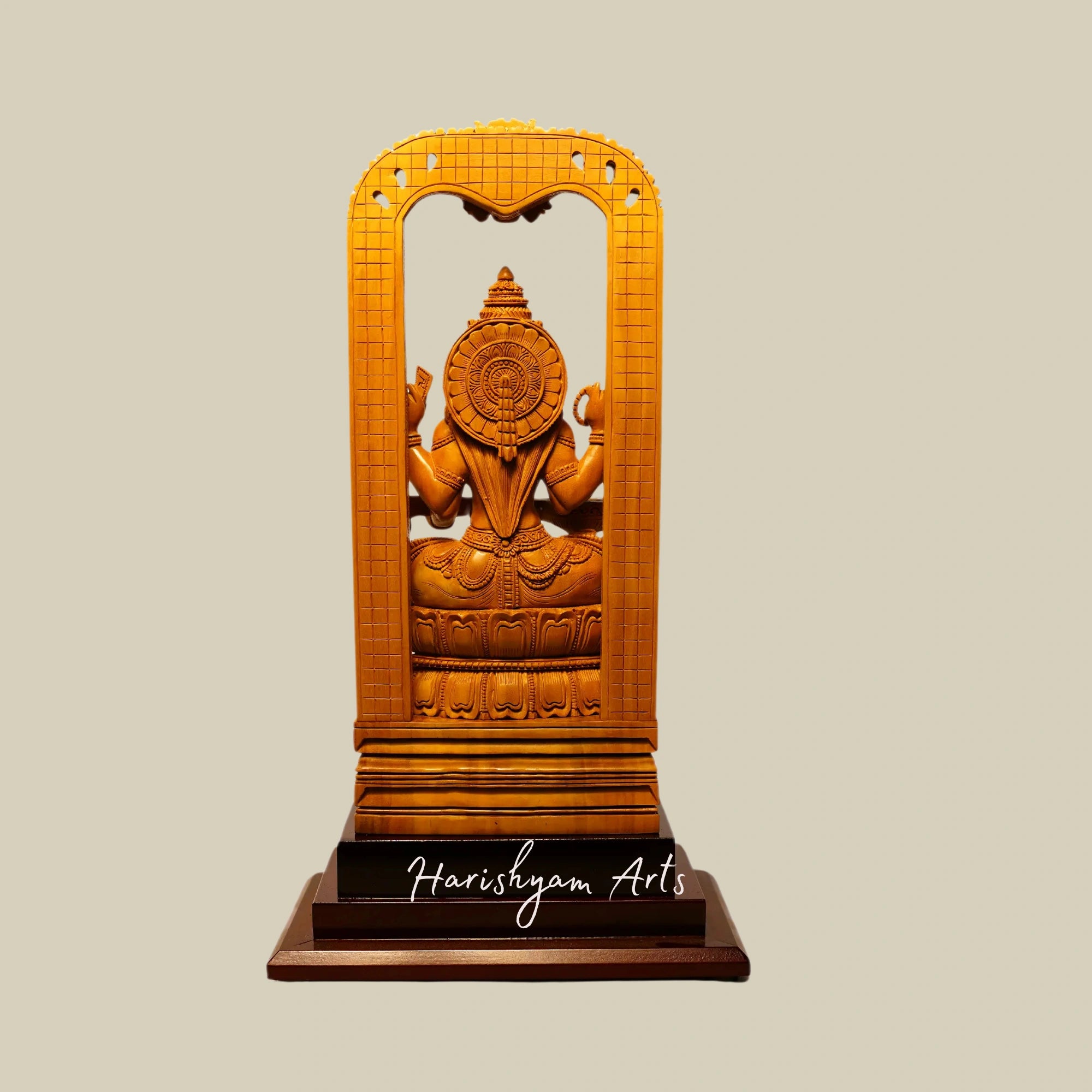 12" Temple Saraswati Wood Sculpture Seated on Kirtimukha Throne Sandalwood Carved5