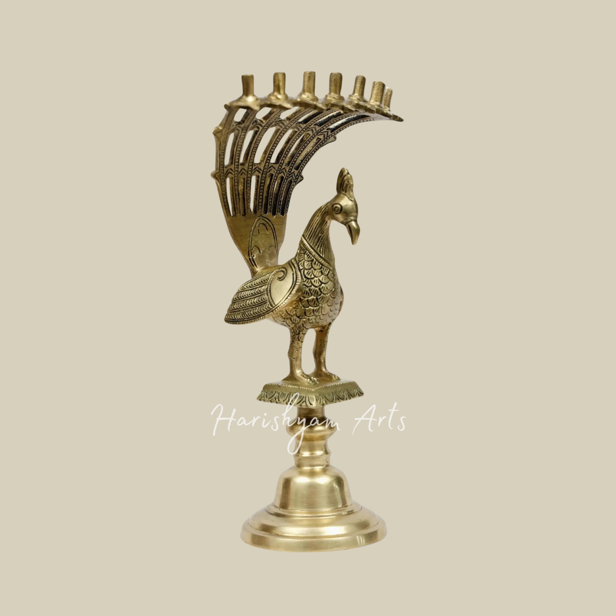 12" Brass Peacock-Design Agarbatti/Dhoop Stand