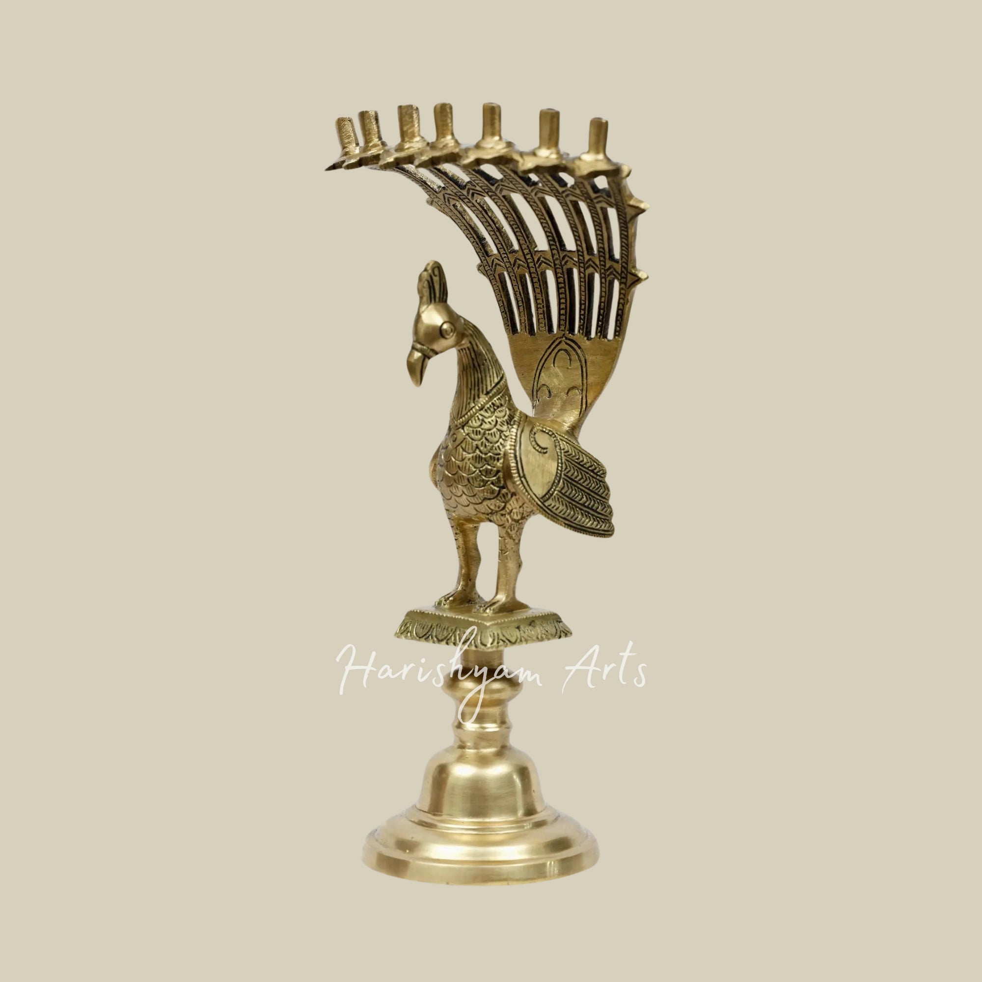 12" Brass Peacock-Design Agarbatti/Dhoop Stand1