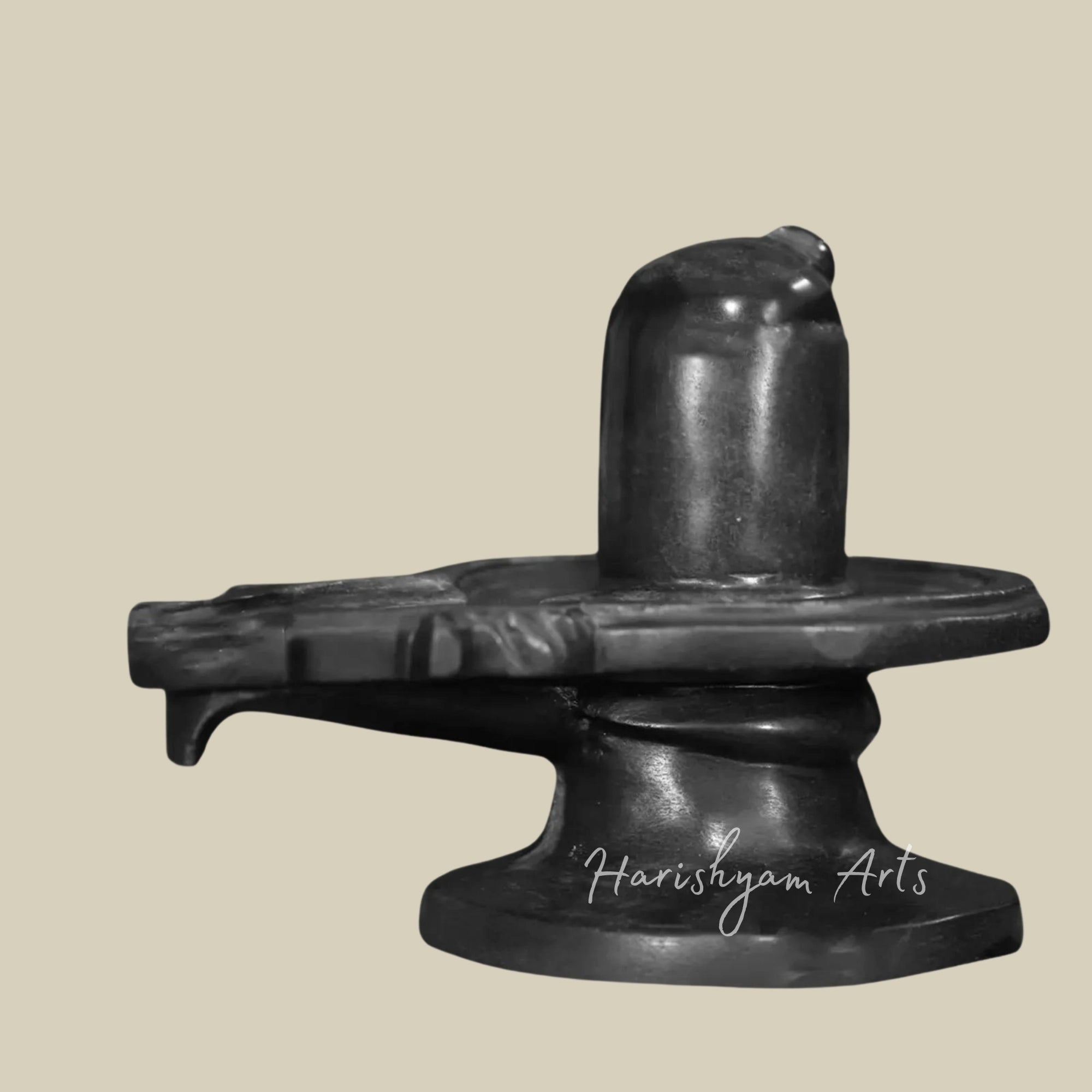 12" Black Marble Shivling for Mandir