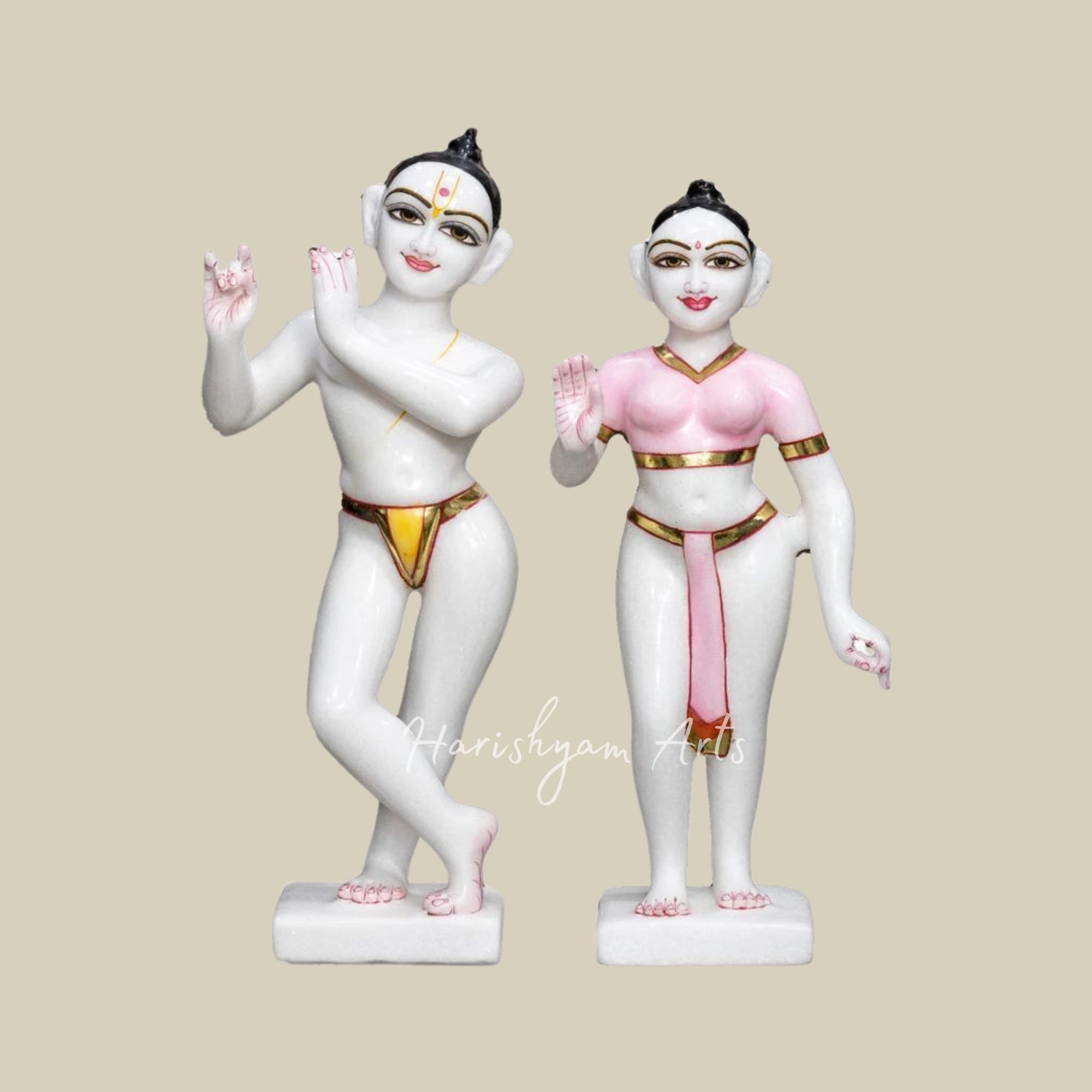 12" Iskcon Marble Radha Krishna Deity