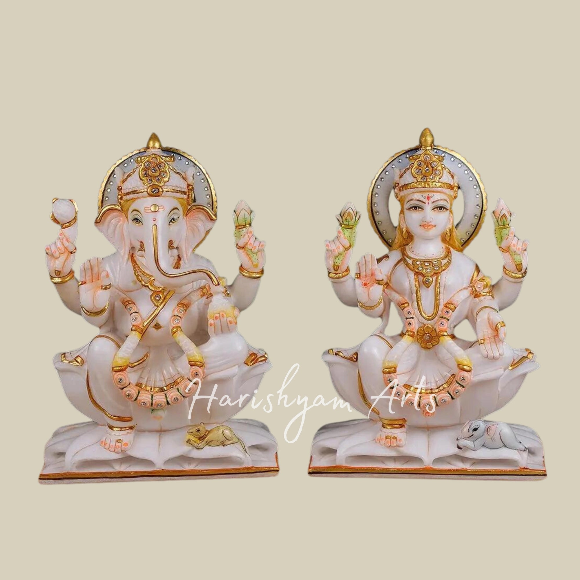 12" Lakshmi Ganesh Idol Marble