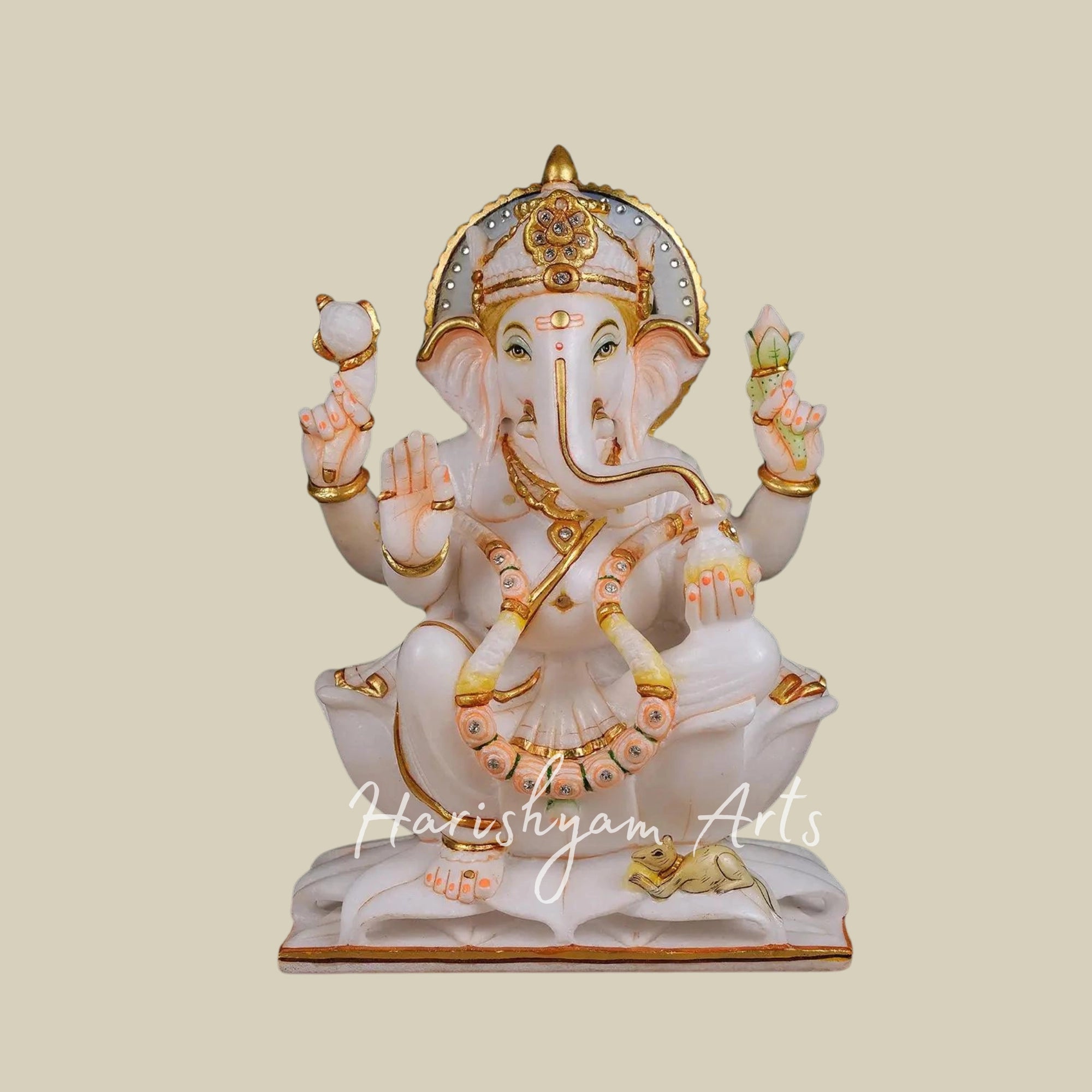 12" Lakshmi Ganesh Idol Marble1