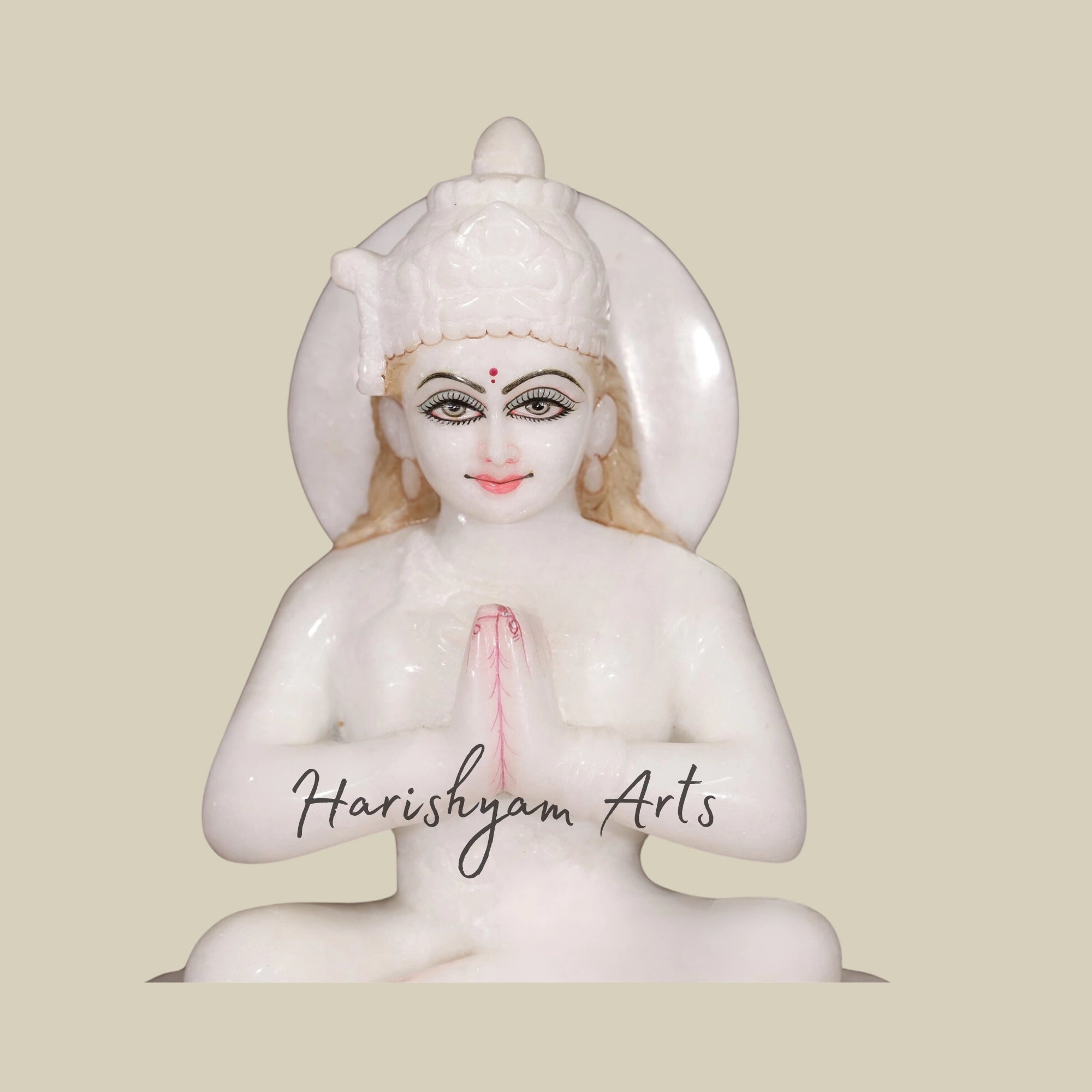 12" Parvati Mata Seated on Lotus White Makrana Marble Idol