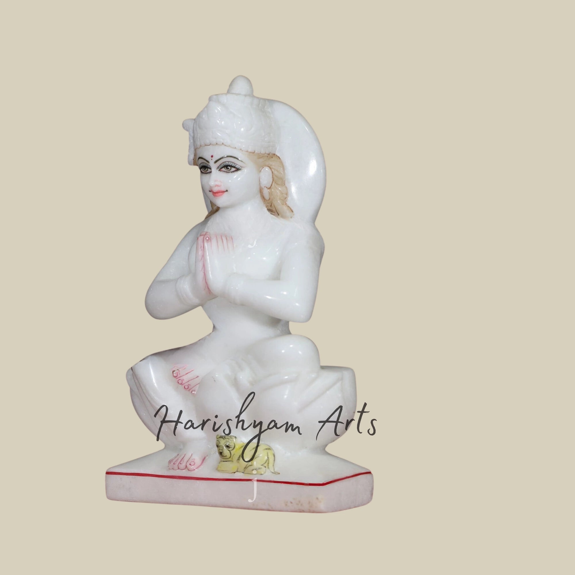 12" Parvati Mata Seated on Lotus White Makrana Marble Idol1