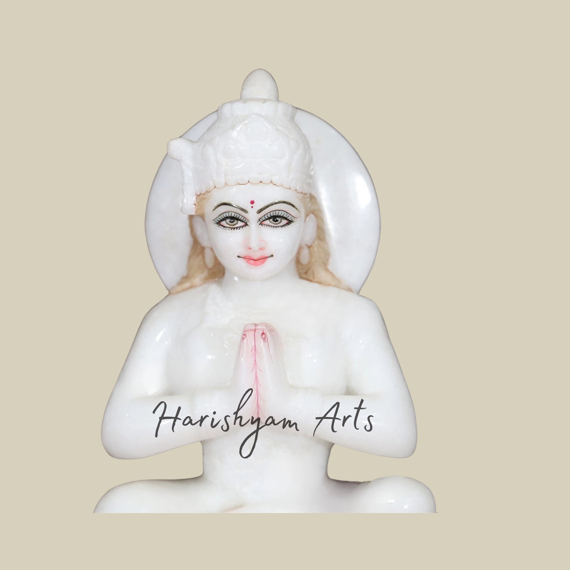 12" Parvati Mata Seated on Lotus White Makrana Marble Idol2