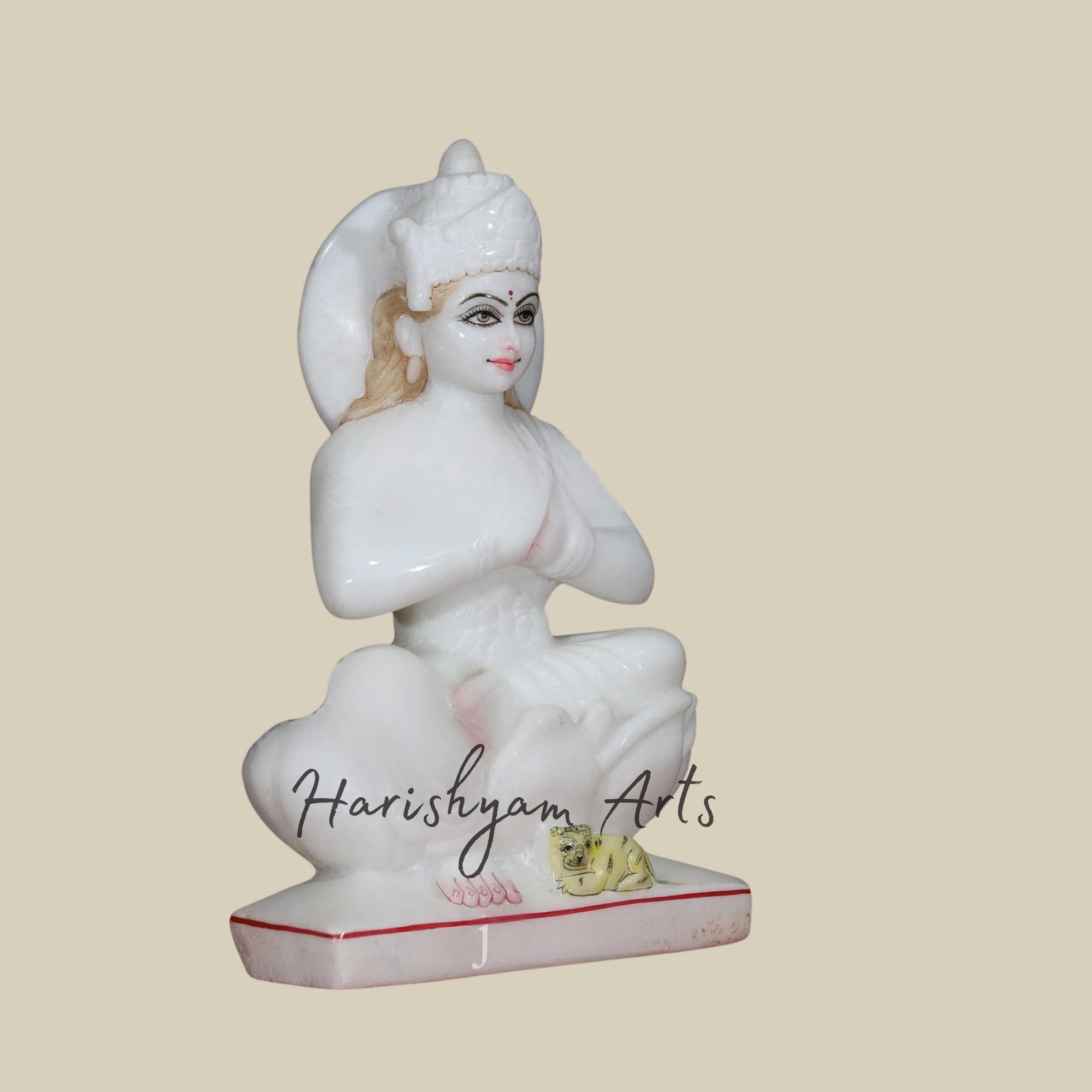 12" Parvati Mata Seated on Lotus White Makrana Marble Idol4