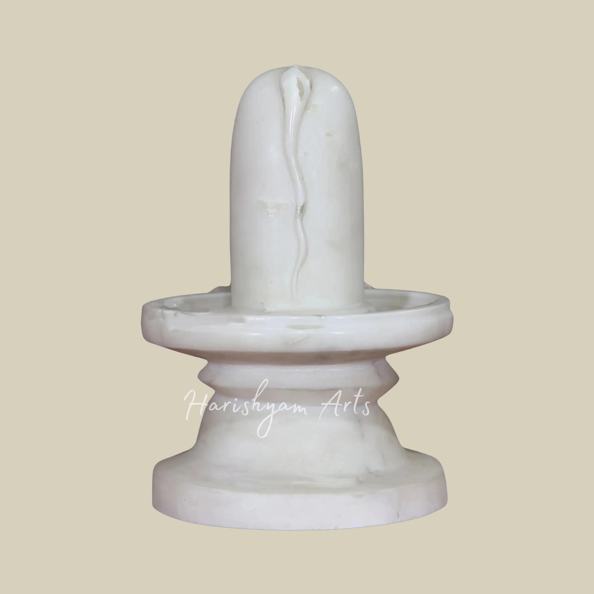 12" Shivling in White Marble