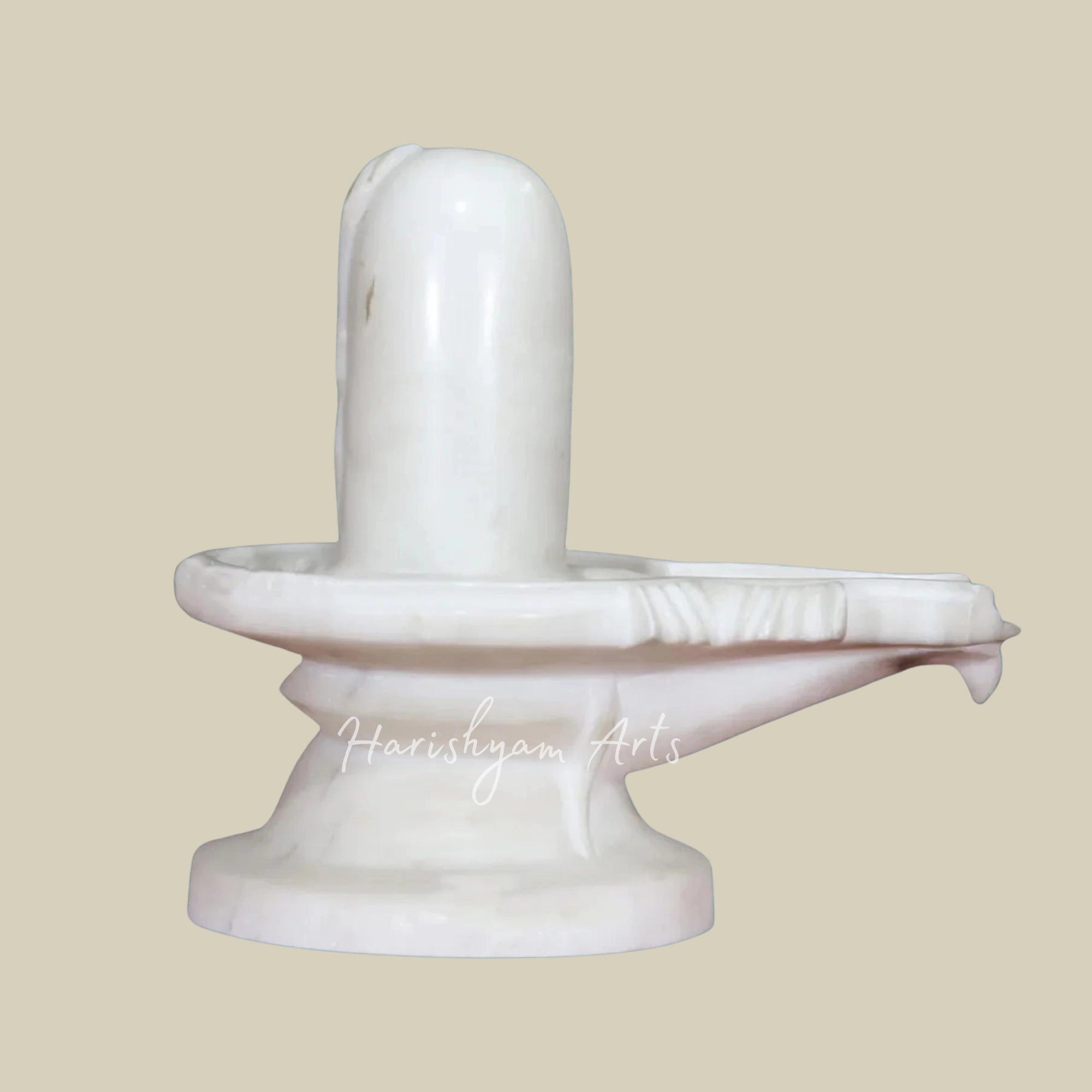 12" Shivling in White Marble