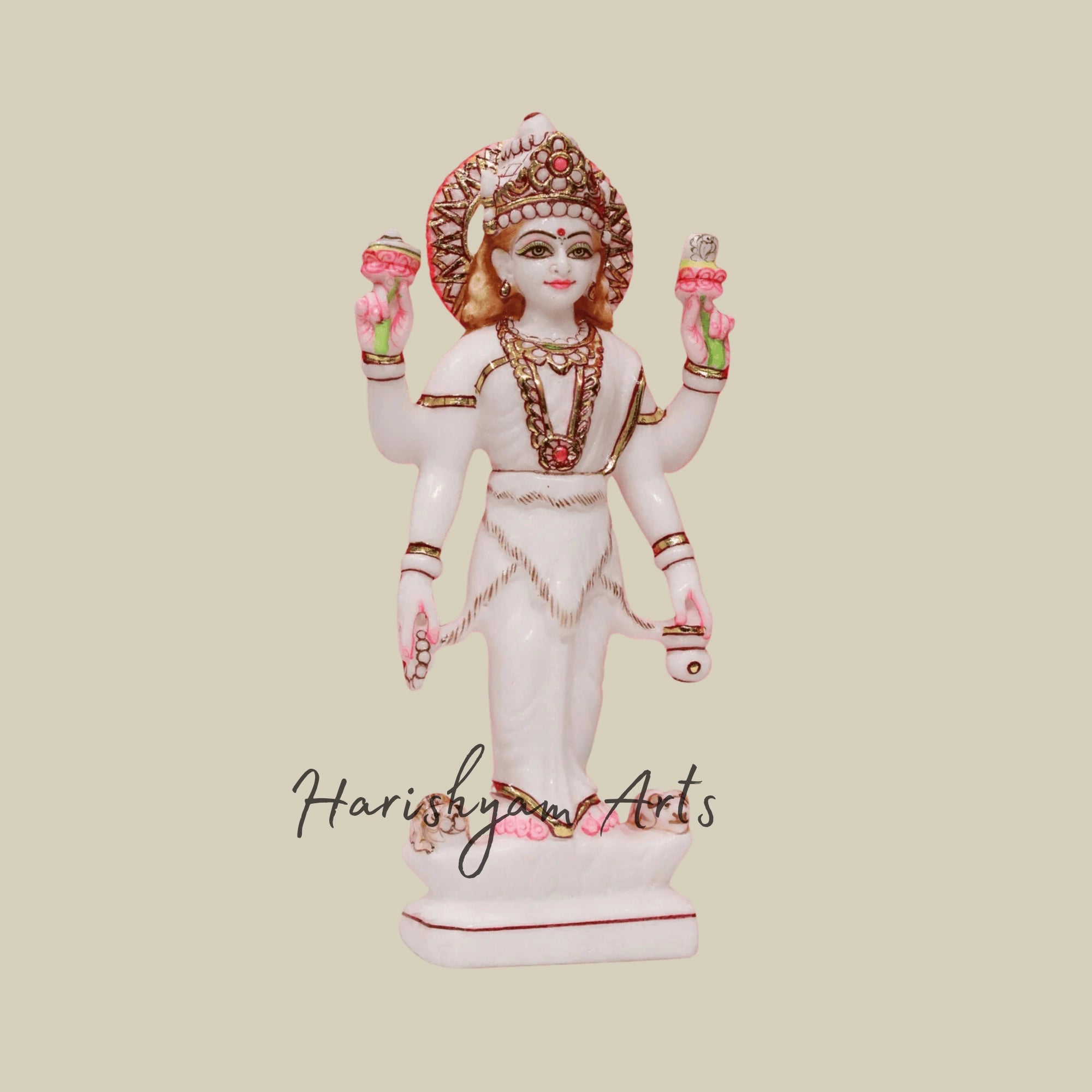 12" Standing Parvati Mata Statue with Four Hands