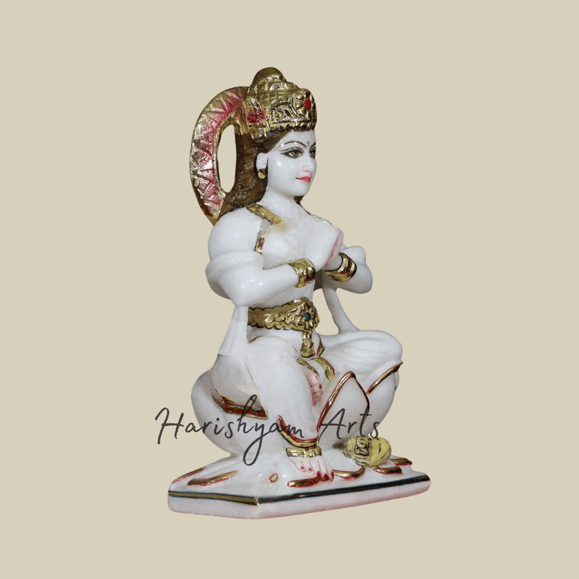 12" Super White Makrana Marble Parvati Maa Statue5