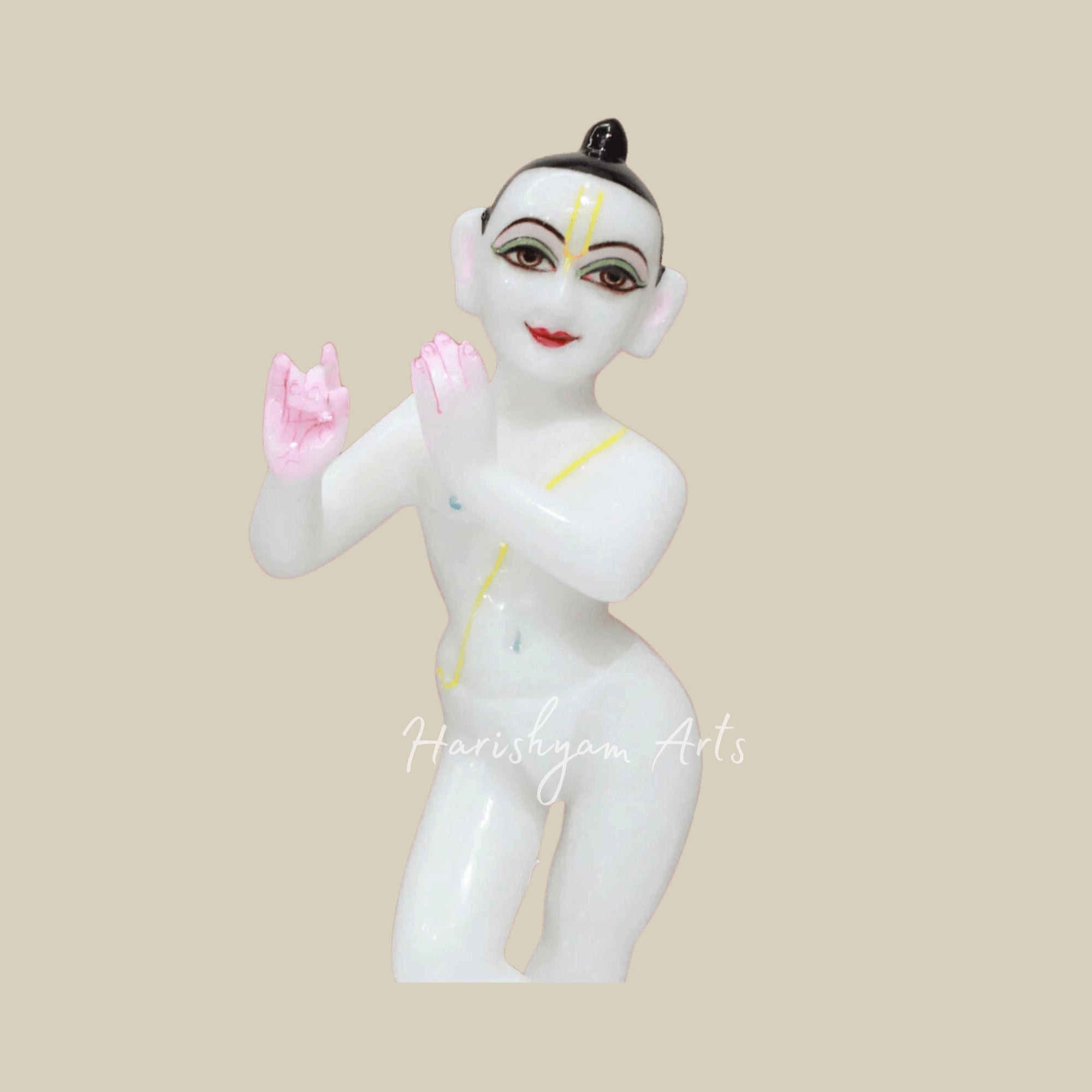 12" White Iskcon Radha Krishna Marble Deity1