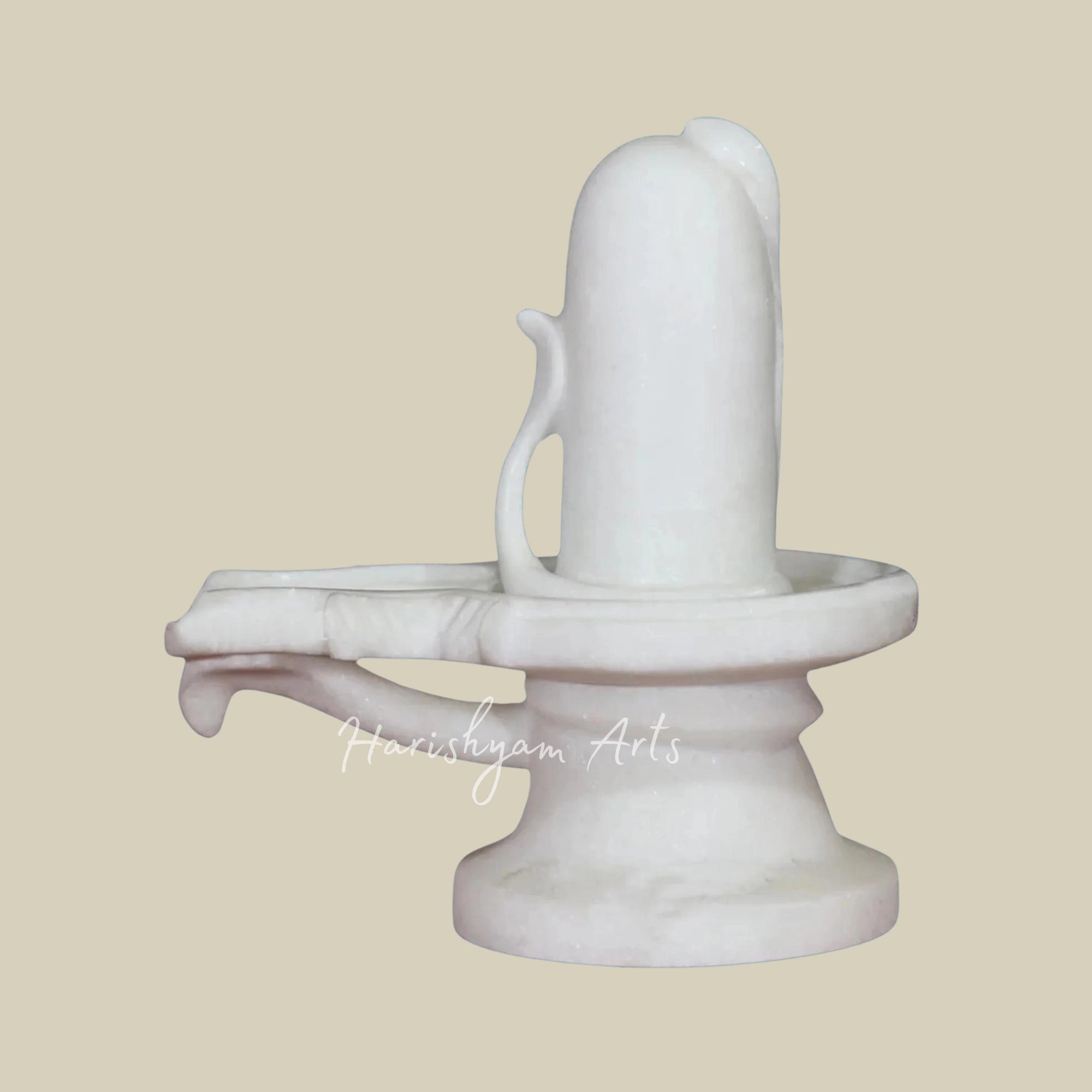 12 inches White Makrana Marble Shiva Linga With Snake