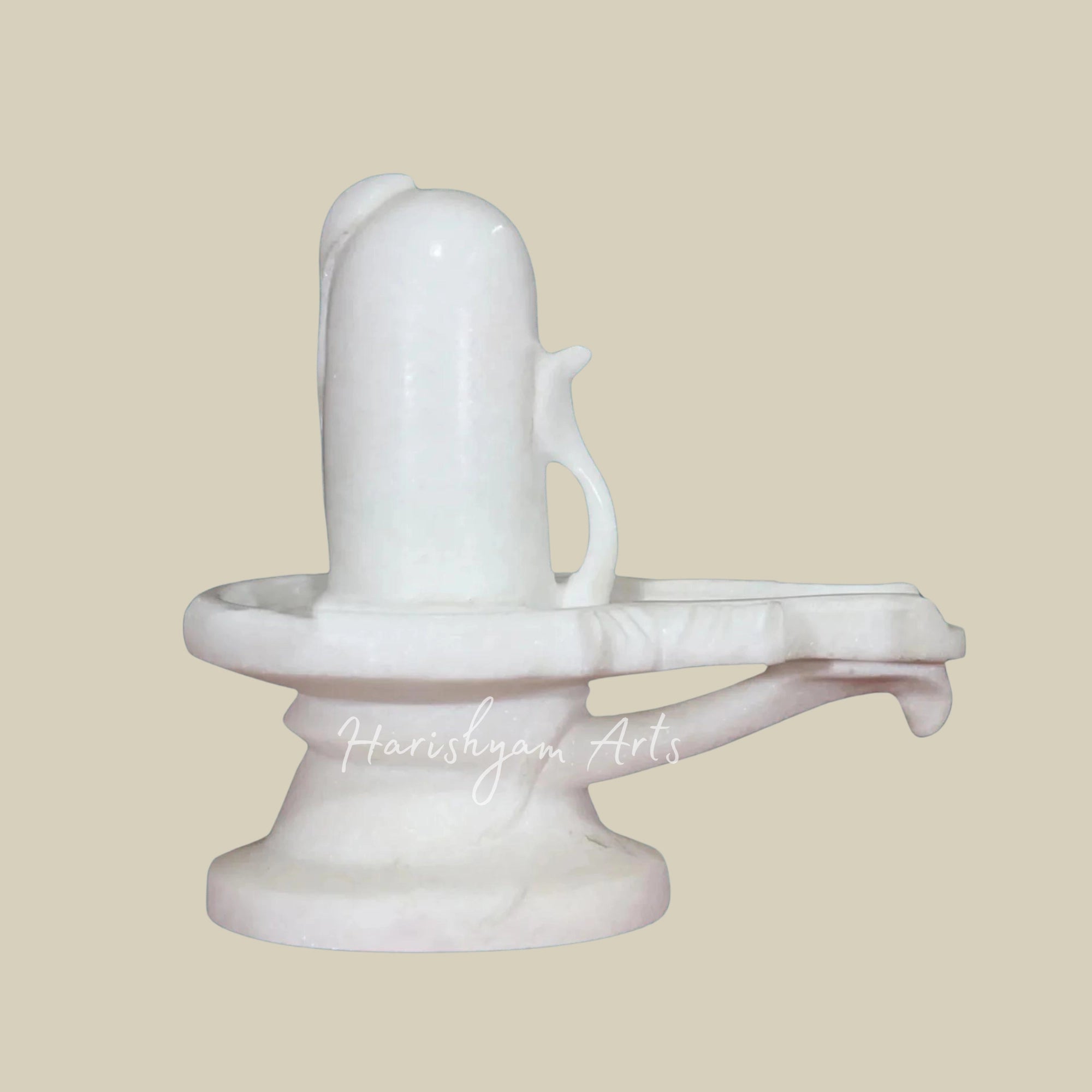 12 inches White Makrana Marble Shiva Linga With Snake3