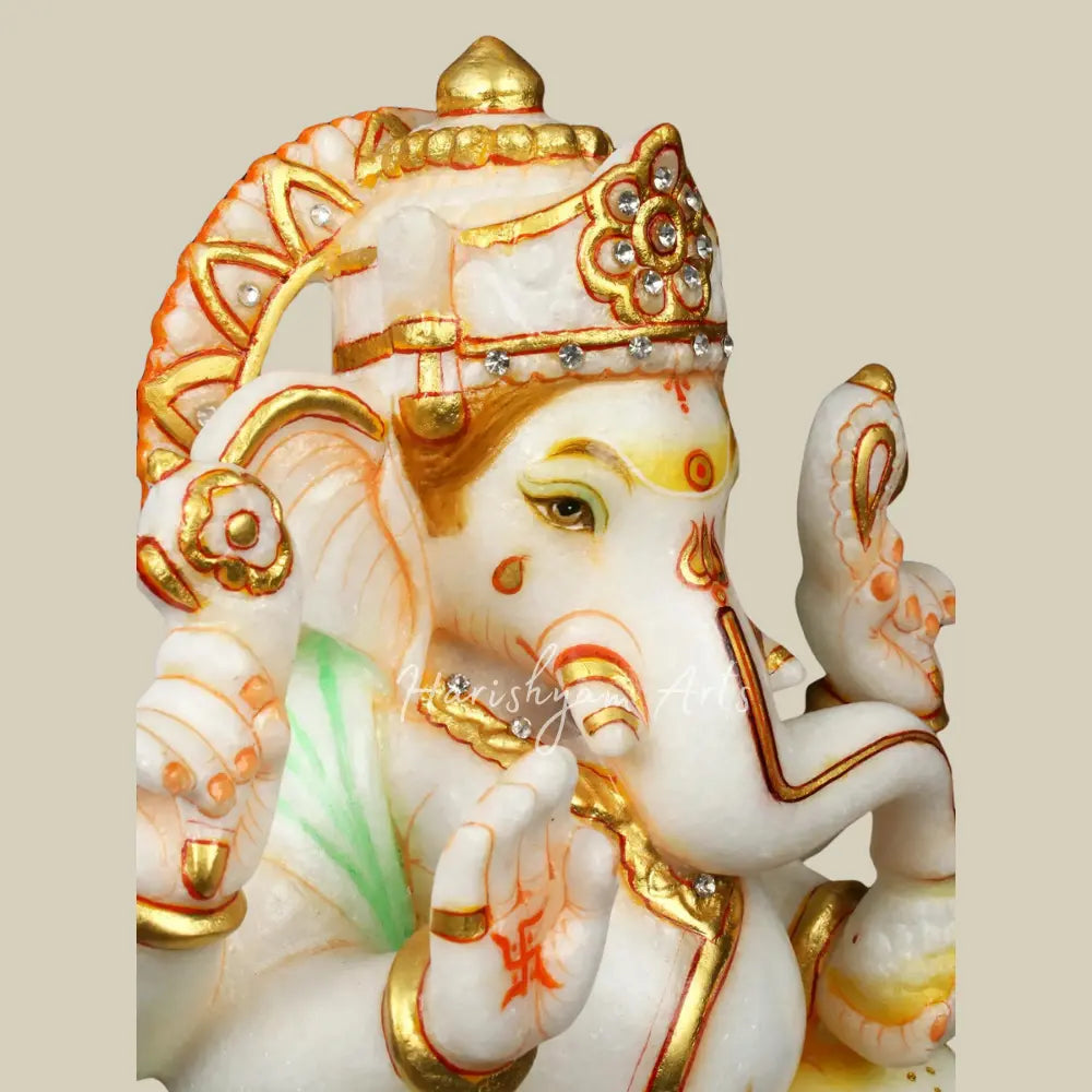 12" Beautifully Handcaved Marble Ganesha Statue