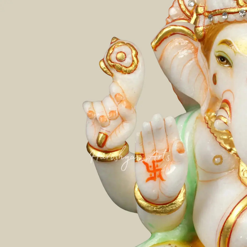 12" Beautifully Handcaved Marble Ganesha Statue