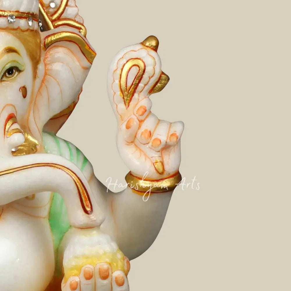 12" Beautifully Handcaved Marble Ganesha Statue