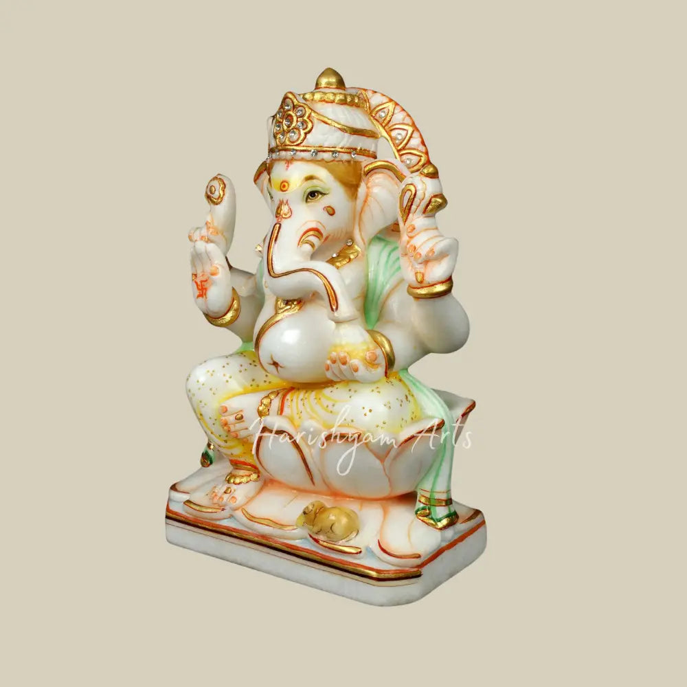 12" Beautifully Handcaved Marble Ganesha Statue