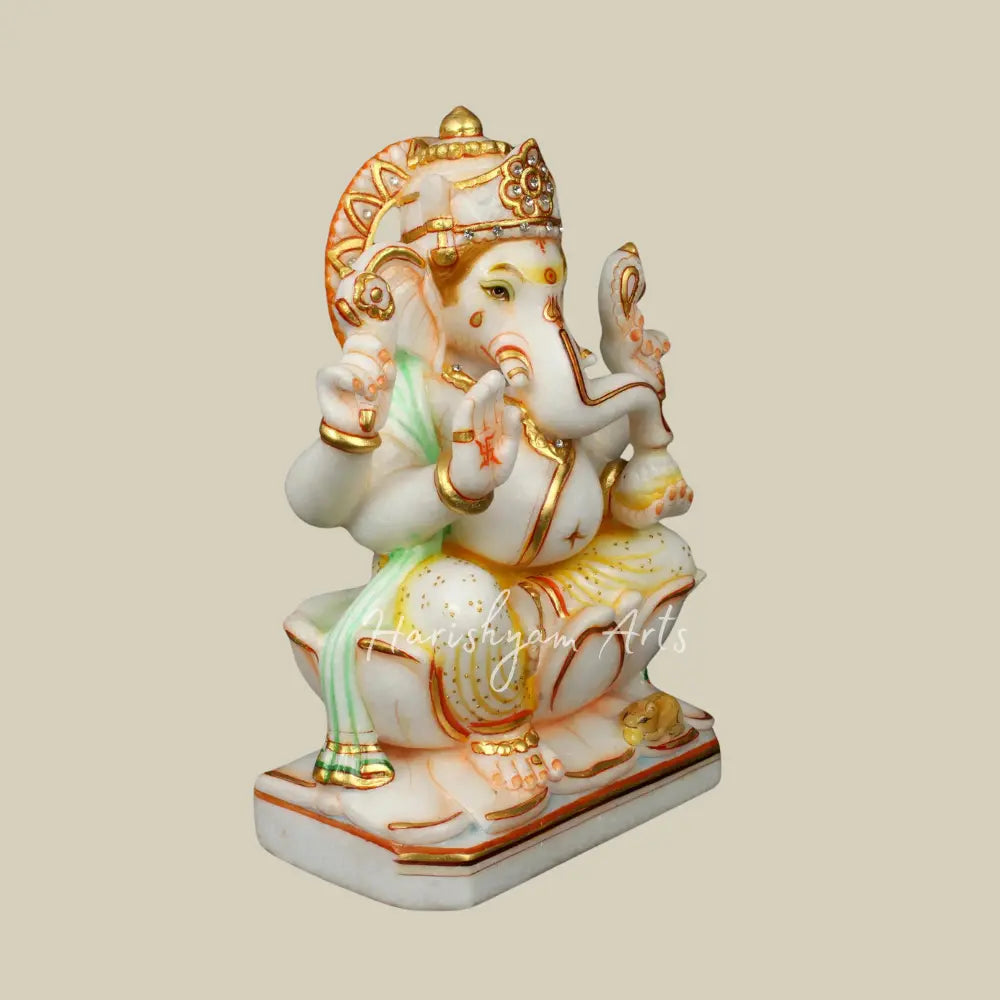 12" Beautifully Handcaved Marble Ganesha Statue