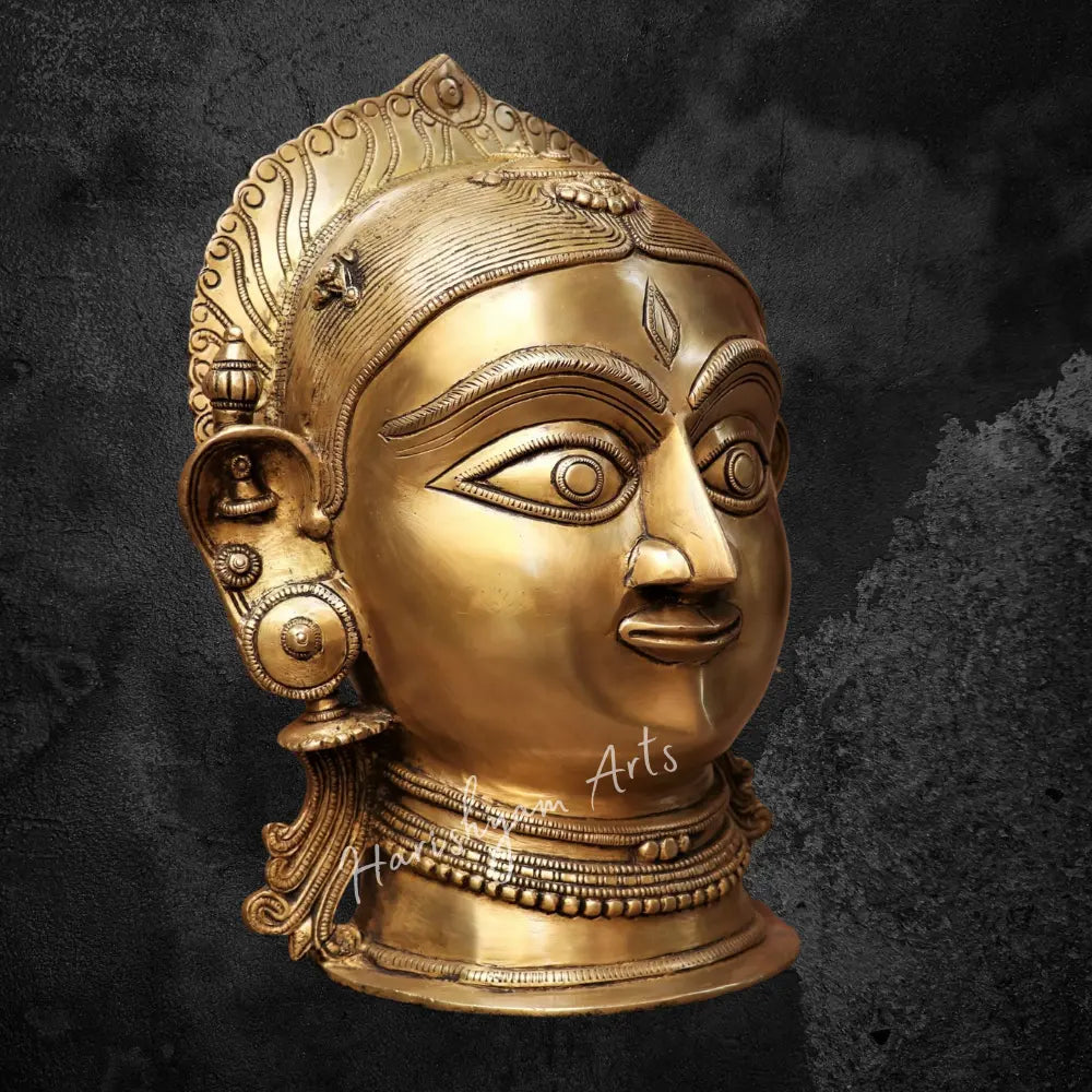 12" Brass Parvati (Gouri) Head Decor Showpiece