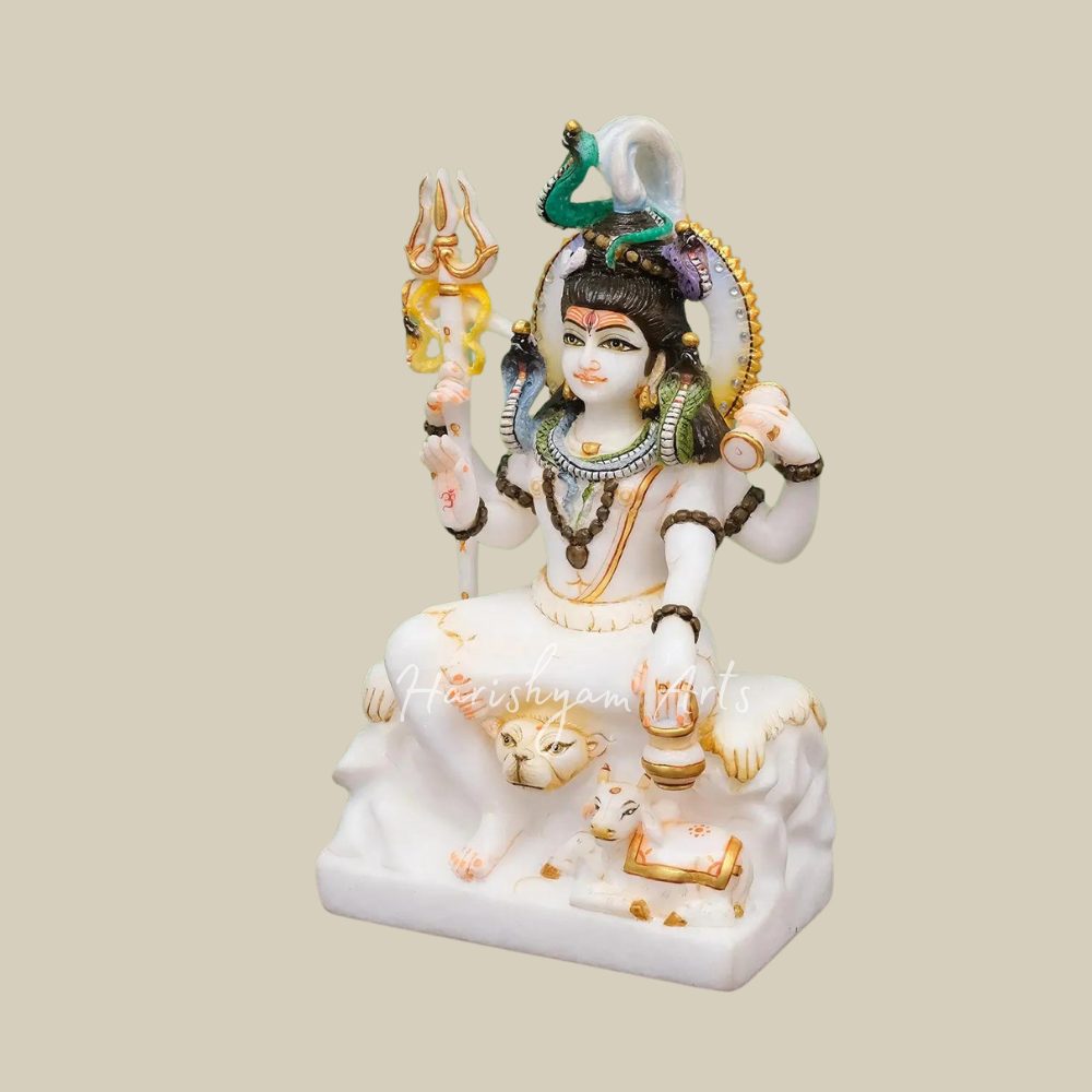 12" Chaturbhuja Shiva Marble Sculpture