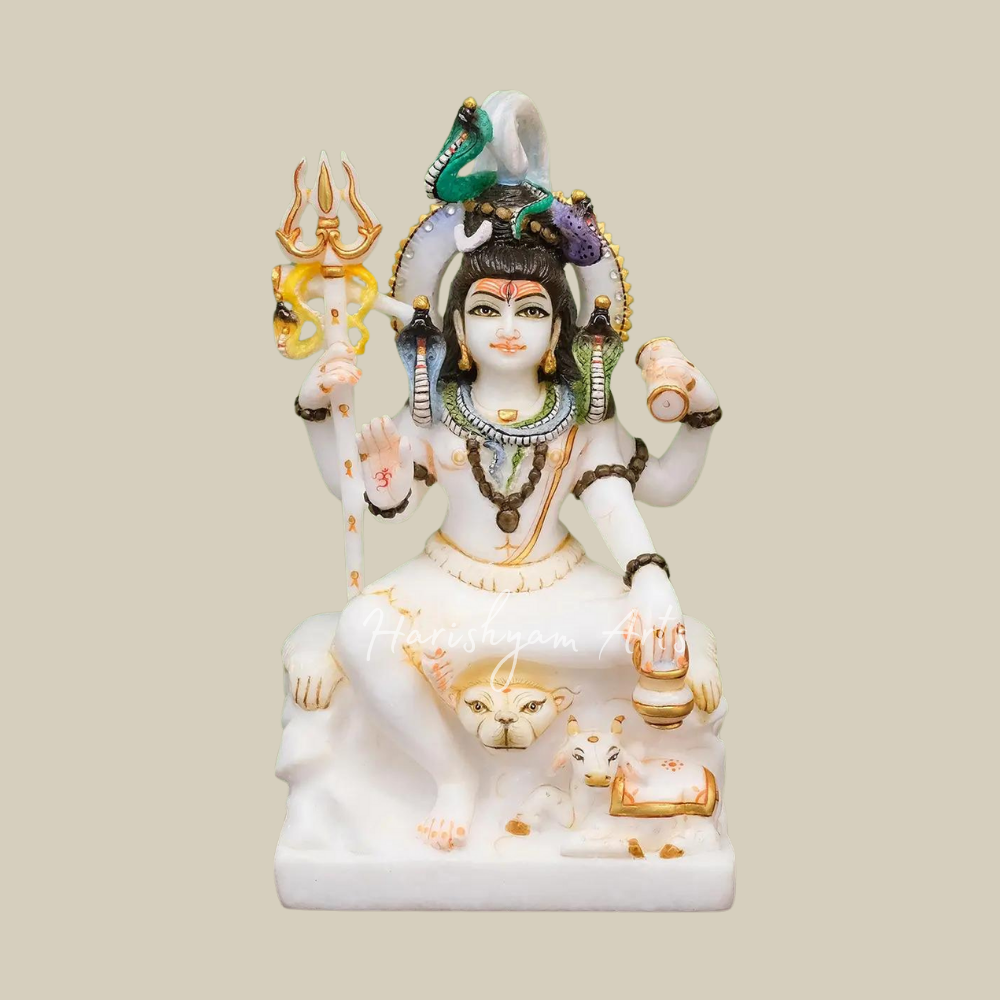 12" Chaturbhuja Shiva Marble Sculpture