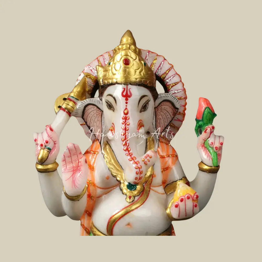 12" Four Armed Standing Ganesha Marble Deity