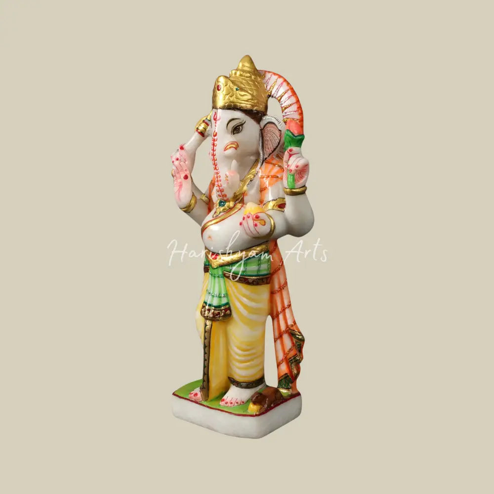 12" Four Armed Standing Ganesha Marble Deity